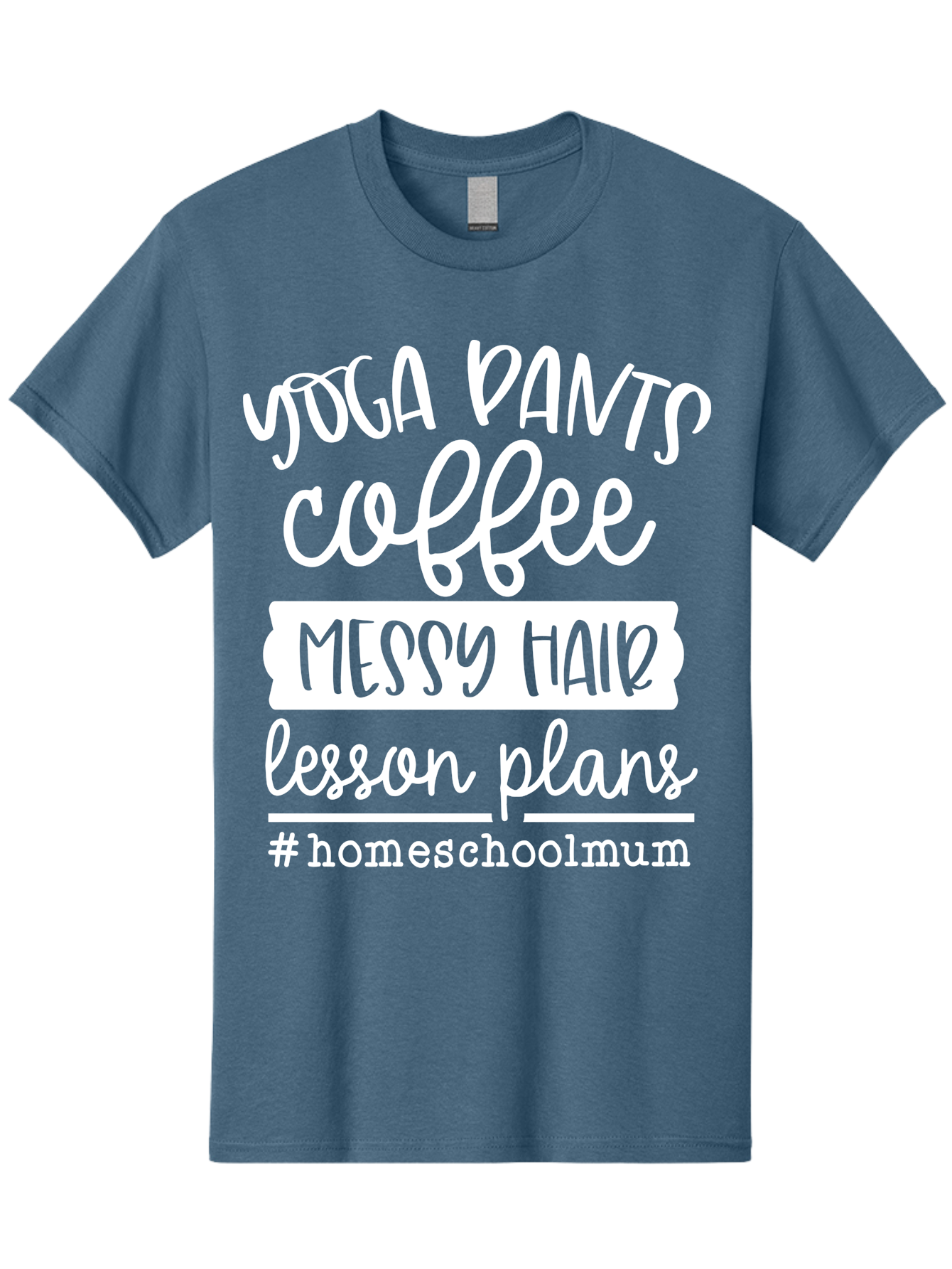 Yoga-Pants-Coffee-Messy-Hair-Lesson-Plans Men'S Graphic Tee, 100% Cotton, Comfortable Casual Summer Wear, Machine Washable, Homeschooling Mom, Yoga Pants, Messy Bun, Coffee Break, Lesson Plans, Mom Life, Homeschooling Lifestyle, Aab460