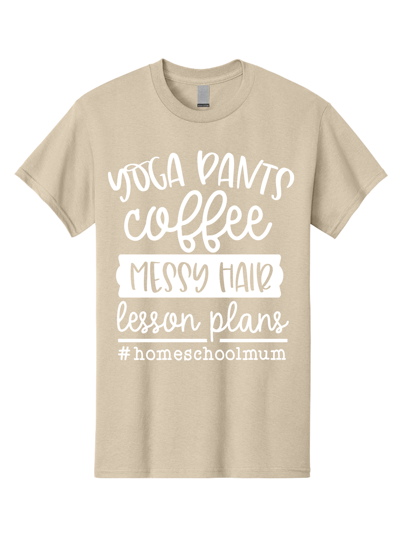 Yoga-Pants-Coffee-Messy-Hair-Lesson-Plans Men'S Graphic Tee, 100% Cotton, Comfortable Casual Summer Wear, Machine Washable, Homeschooling Mom, Yoga Pants, Messy Bun, Coffee Break, Lesson Plans, Mom Life, Homeschooling Lifestyle, Aab460
