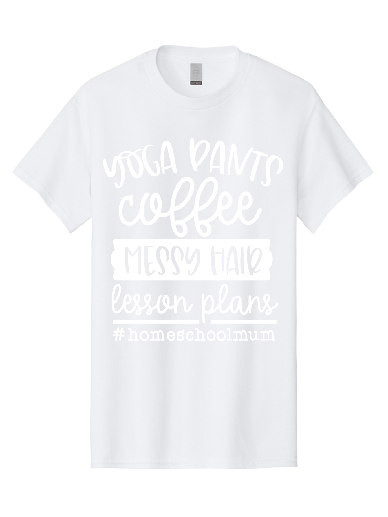 Yoga-Pants-Coffee-Messy-Hair-Lesson-Plans Men'S Graphic Tee, 100% Cotton, Comfortable Casual Summer Wear, Machine Washable, Homeschooling Mom, Yoga Pants, Messy Bun, Coffee Break, Lesson Plans, Mom Life, Homeschooling Lifestyle, Aab460
