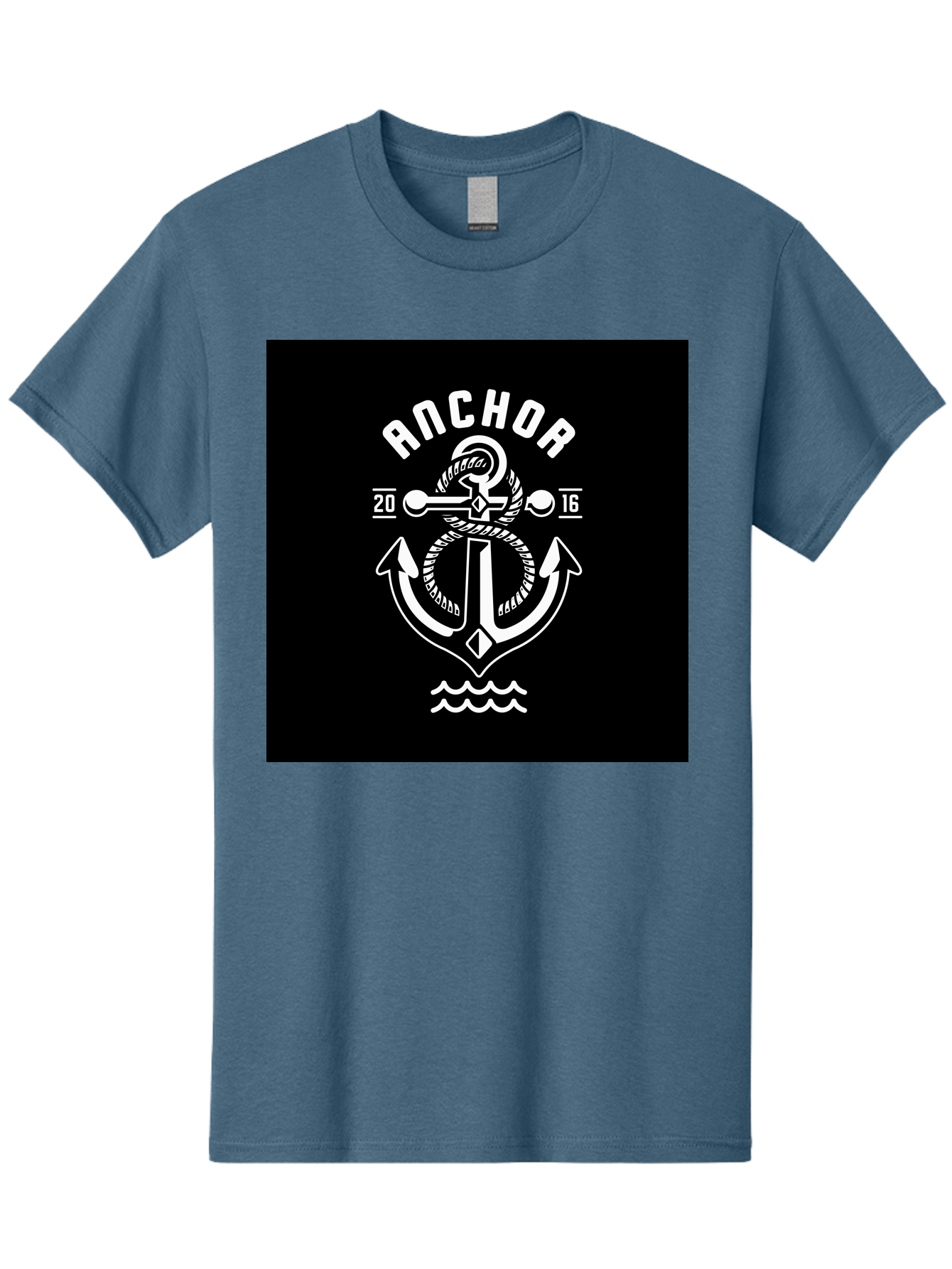 Anchor-2016 Men'S Graphic Tee, 100% Cotton, Comfortable Casual Summer Wear, Machine Washable, Anchor Logo, Nautical Design, Vintage Style, Maritime Symbol, Rope Detail, Anchor Emblem, Sailing Theme, Retro Aesthetic, Sea Waves Aab461