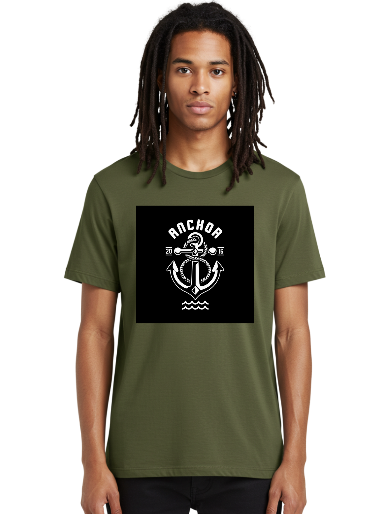 Anchor-2016 Men'S Graphic Tee, 100% Cotton, Comfortable Casual Summer Wear, Machine Washable, Anchor Logo, Nautical Design, Vintage Style, Maritime Symbol, Rope Detail, Anchor Emblem, Sailing Theme, Retro Aesthetic, Sea Waves Aab461