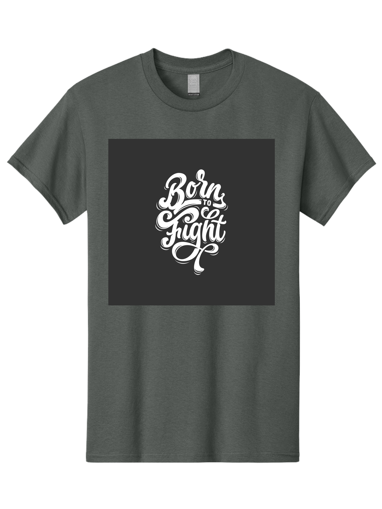 Born-To-Fight Men'S Graphic Tee, 100% Cotton, Comfortable Casual Summer Wear, Machine Washable, Motivational Quote, Inspirational Phrase, Bold Typography, White Lettering, Dark Background, Stylized Font, Fighting Spirit, Motivational Words Aab462