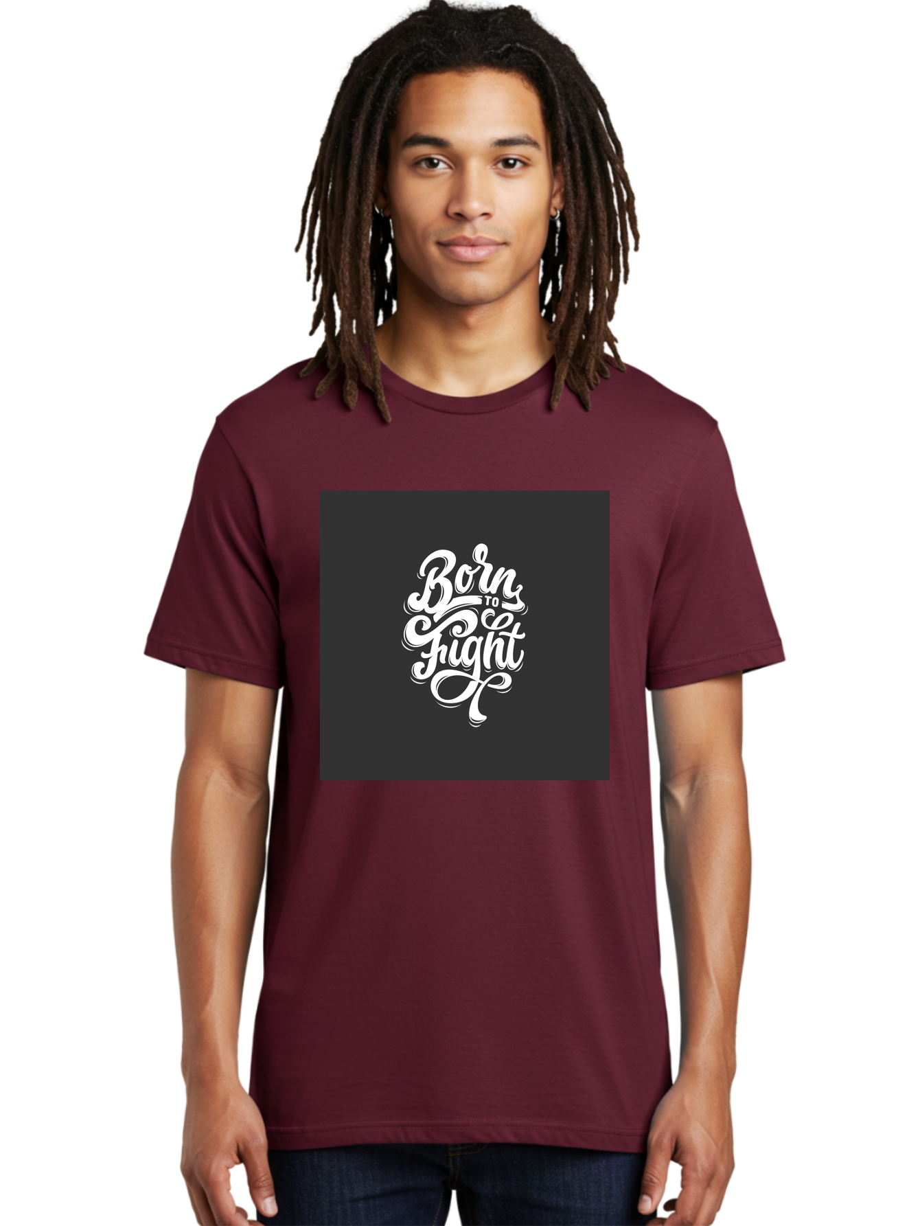 Born-To-Fight Men'S Graphic Tee, 100% Cotton, Comfortable Casual Summer Wear, Machine Washable, Motivational Quote, Inspirational Phrase, Bold Typography, White Lettering, Dark Background, Stylized Font, Fighting Spirit, Motivational Words Aab462