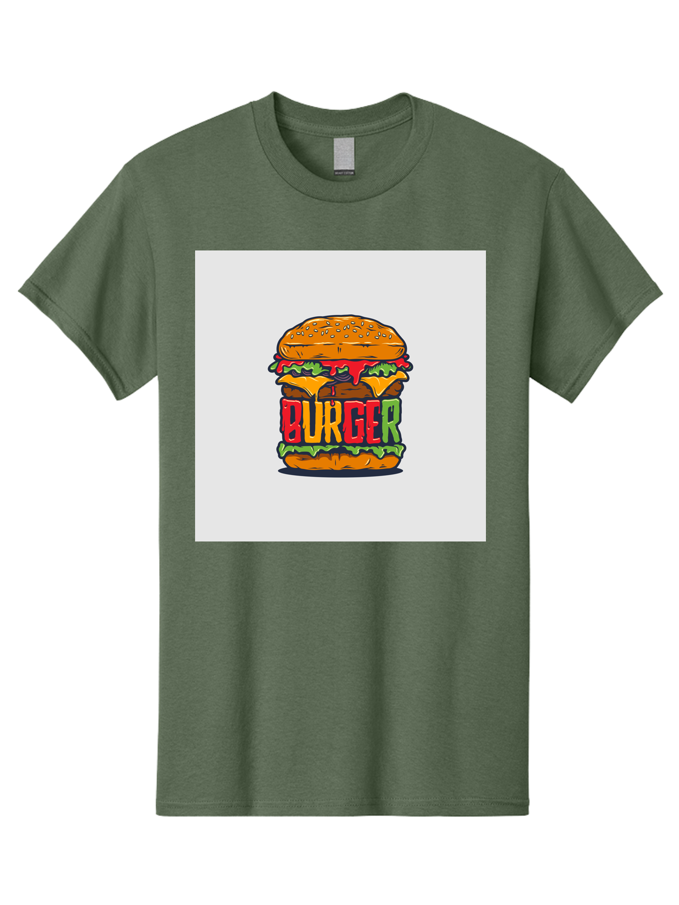 Burger Men'S Graphic Tee, 100% Cotton, Comfortable Casual Summer Wear, Machine Washable, Cartoon Burger, Juicy Patty, Melted Cheese, Fresh Lettuce, Ketchup Dripping, Sesame Seed Bun, Colorful Illustration, Fast Food, Burger Joint, Tasty Meal, Aab464