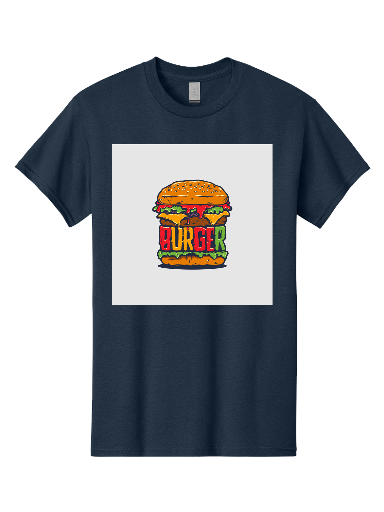 Burger Men'S Graphic Tee, 100% Cotton, Comfortable Casual Summer Wear, Machine Washable, Cartoon Burger, Juicy Patty, Melted Cheese, Fresh Lettuce, Ketchup Dripping, Sesame Seed Bun, Colorful Illustration, Fast Food, Burger Joint, Tasty Meal, Aab464