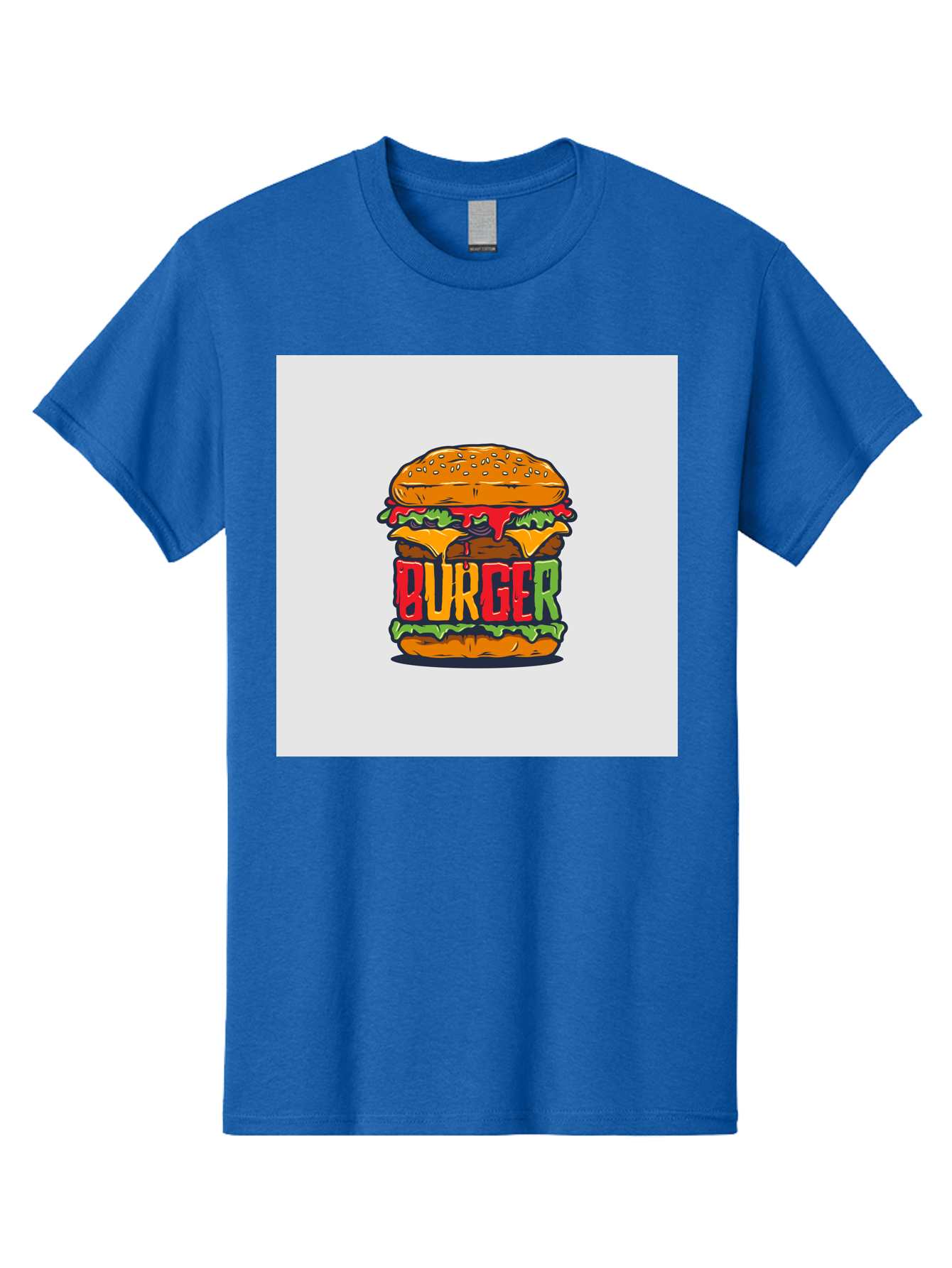Burger Men'S Graphic Tee, 100% Cotton, Comfortable Casual Summer Wear, Machine Washable, Cartoon Burger, Juicy Patty, Melted Cheese, Fresh Lettuce, Ketchup Dripping, Sesame Seed Bun, Colorful Illustration, Fast Food, Burger Joint, Tasty Meal, Aab464