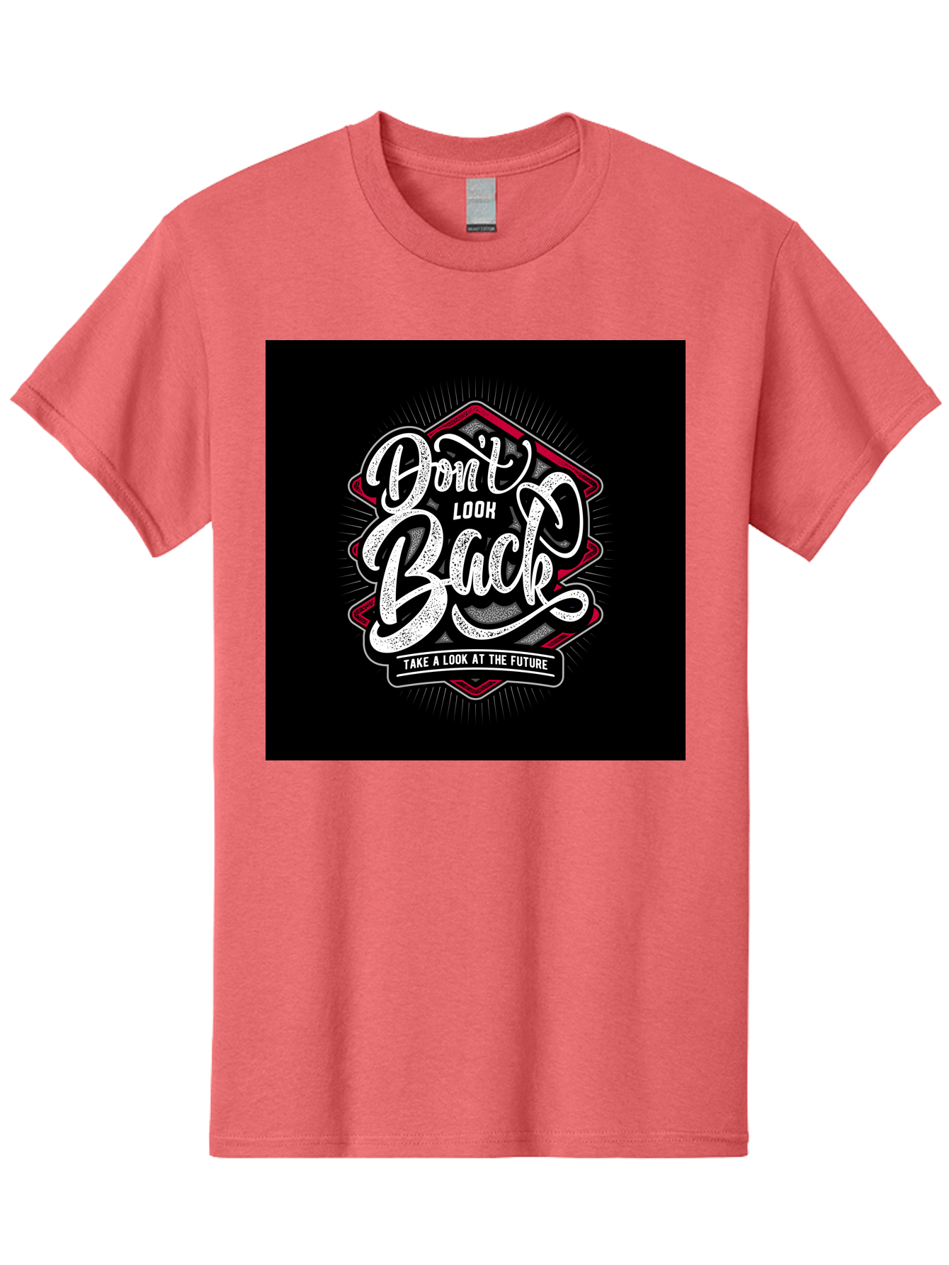 Don-T-Look-Back Men'S Graphic Tee, 100% Cotton, Comfortable Casual Summer Wear, Machine Washable, Motivational Quote, Inspirational Saying, Don'T Look Back, Take A Look At The Future, Motivational Poster, Typography Art, Bold Font, Aab465