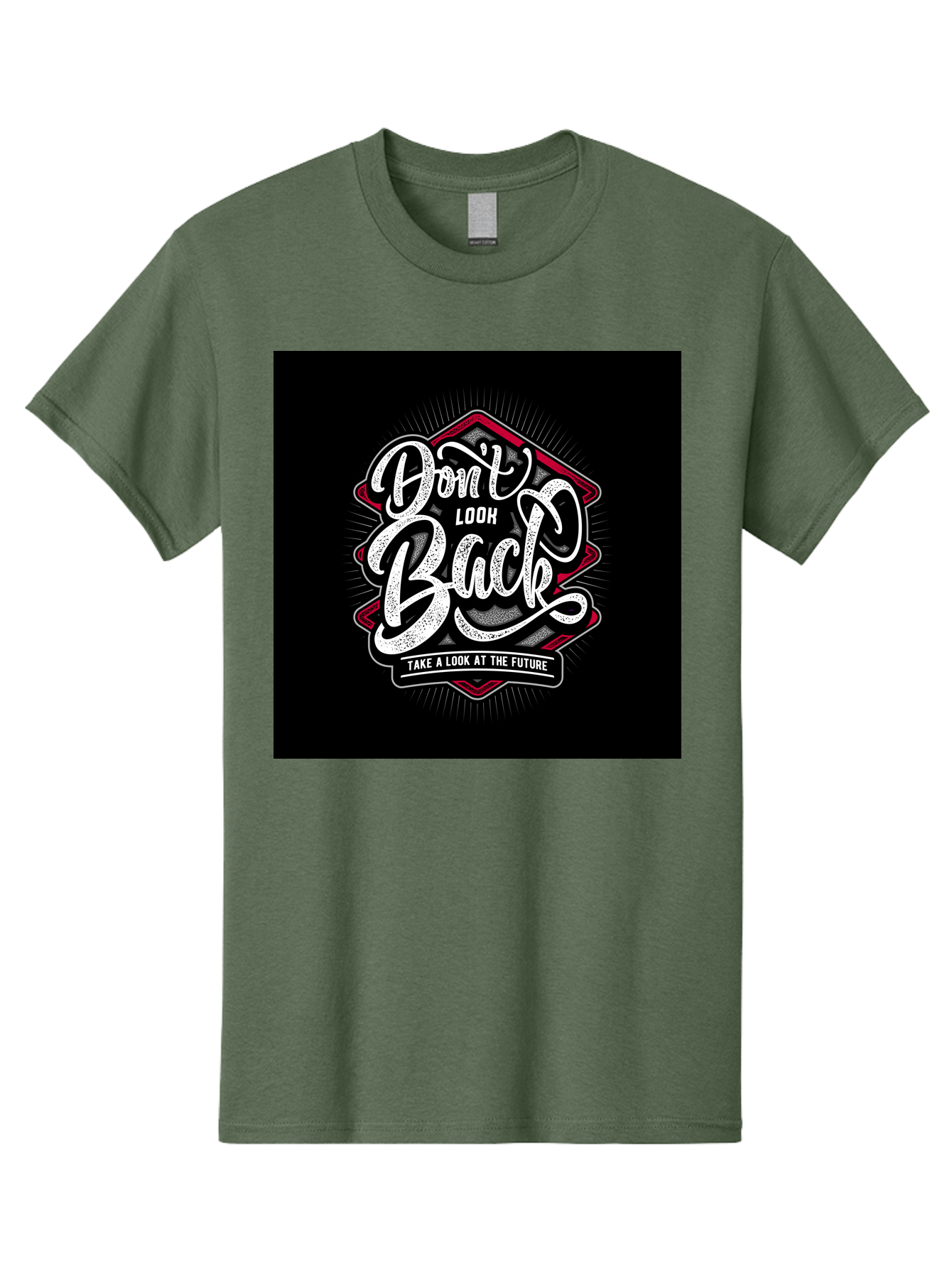 Don-T-Look-Back Men'S Graphic Tee, 100% Cotton, Comfortable Casual Summer Wear, Machine Washable, Motivational Quote, Inspirational Saying, Don'T Look Back, Take A Look At The Future, Motivational Poster, Typography Art, Bold Font, Aab465