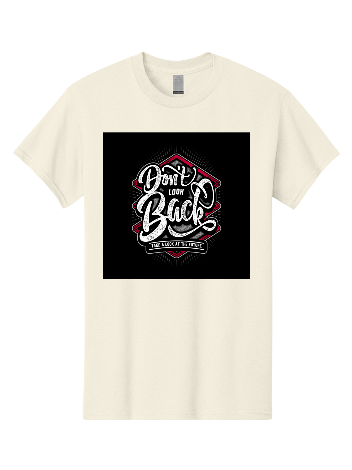 Don-T-Look-Back Men'S Graphic Tee, 100% Cotton, Comfortable Casual Summer Wear, Machine Washable, Motivational Quote, Inspirational Saying, Don'T Look Back, Take A Look At The Future, Motivational Poster, Typography Art, Bold Font, Aab465