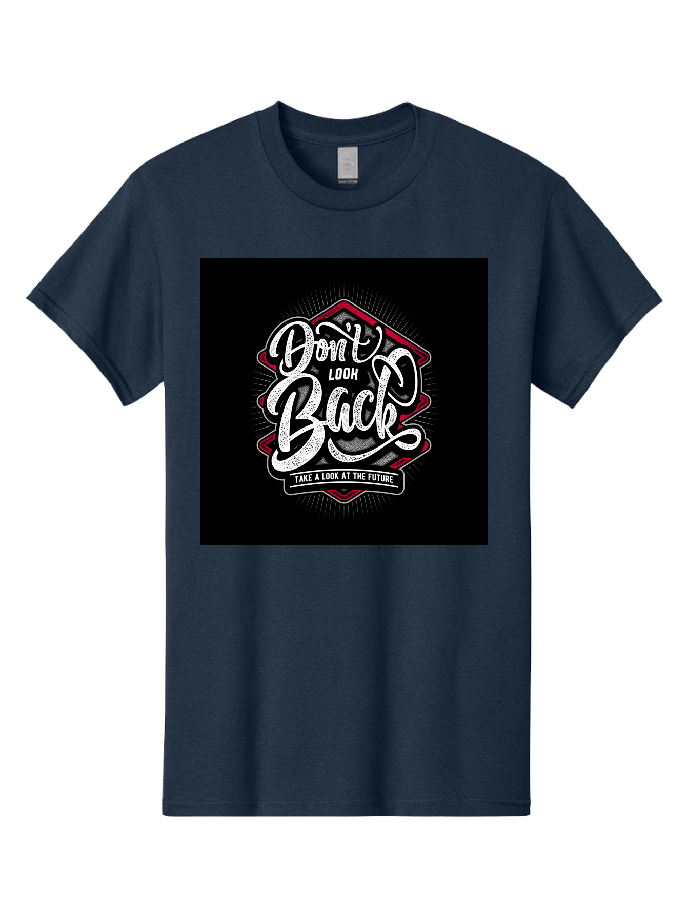 Don-T-Look-Back Men'S Graphic Tee, 100% Cotton, Comfortable Casual Summer Wear, Machine Washable, Motivational Quote, Inspirational Saying, Don'T Look Back, Take A Look At The Future, Motivational Poster, Typography Art, Bold Font, Aab465
