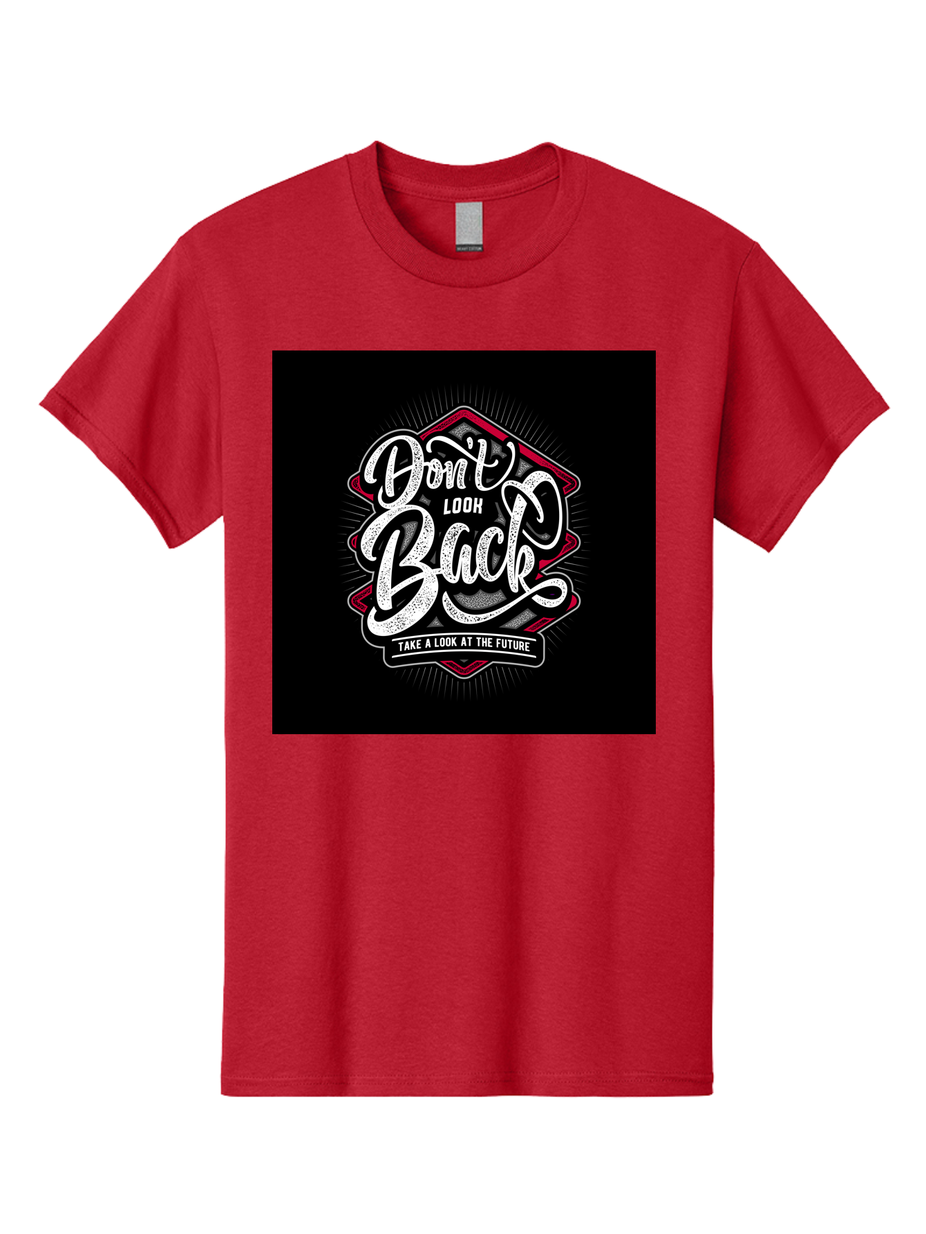 Don-T-Look-Back Men'S Graphic Tee, 100% Cotton, Comfortable Casual Summer Wear, Machine Washable, Motivational Quote, Inspirational Saying, Don'T Look Back, Take A Look At The Future, Motivational Poster, Typography Art, Bold Font, Aab465