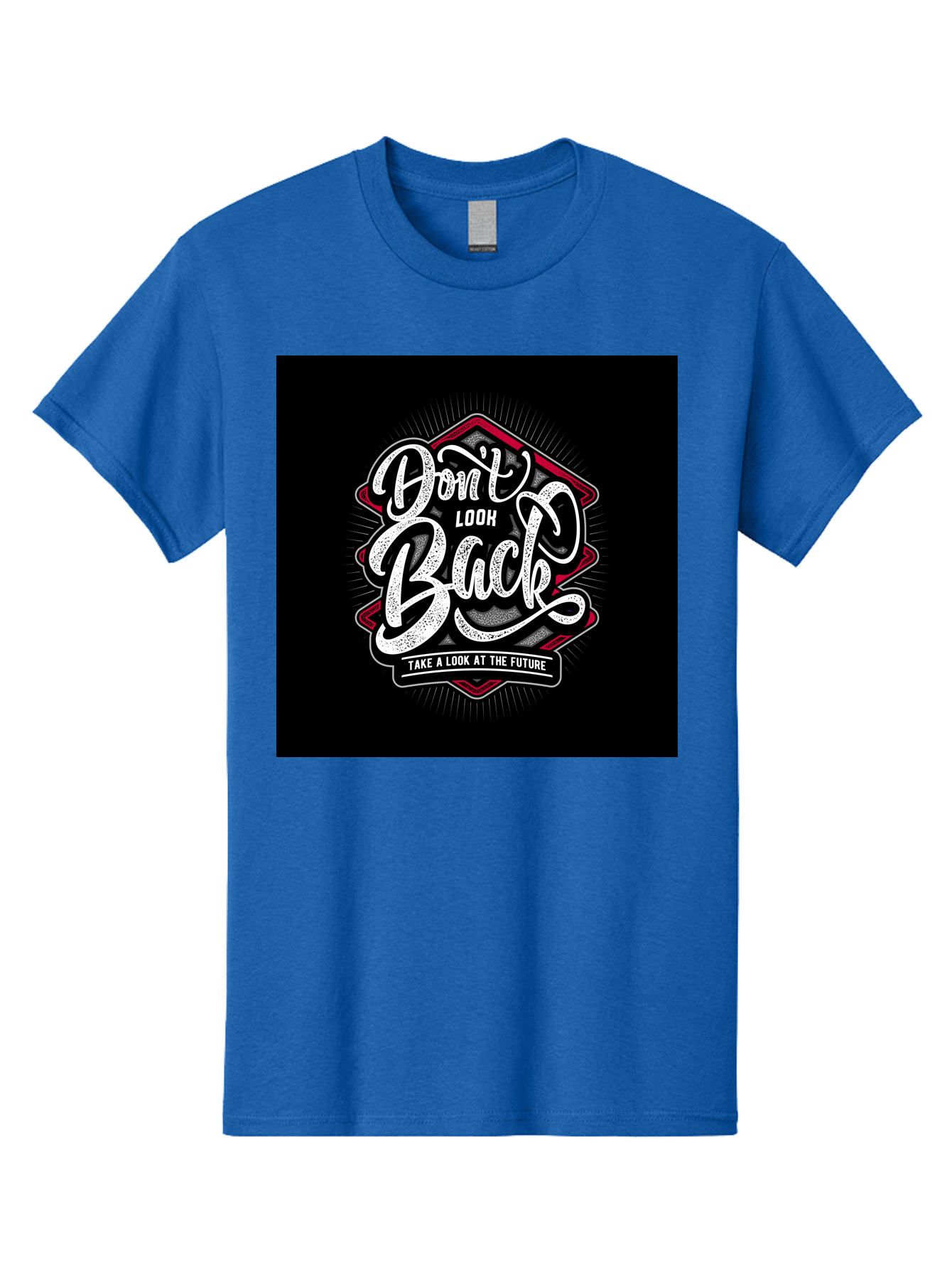Don-T-Look-Back Men'S Graphic Tee, 100% Cotton, Comfortable Casual Summer Wear, Machine Washable, Motivational Quote, Inspirational Saying, Don'T Look Back, Take A Look At The Future, Motivational Poster, Typography Art, Bold Font, Aab465