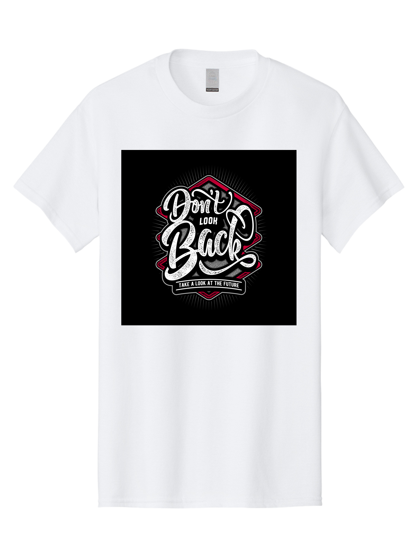 Don-T-Look-Back Men'S Graphic Tee, 100% Cotton, Comfortable Casual Summer Wear, Machine Washable, Motivational Quote, Inspirational Saying, Don'T Look Back, Take A Look At The Future, Motivational Poster, Typography Art, Bold Font, Aab465