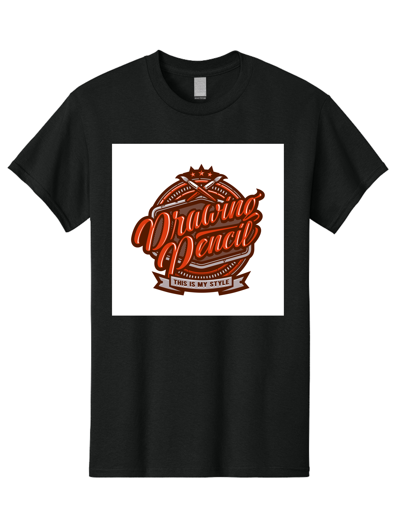 Drawing-Pencil Men'S Graphic Tee, 100% Cotton, Comfortable Casual Summer Wear, Machine Washable, Artistic Expression, Drawing Tools, Creative Style, Vintage Graphics, Artistic Pencils, Illustration Design, Sketching Supplies, Drawing Pencil, Aab466