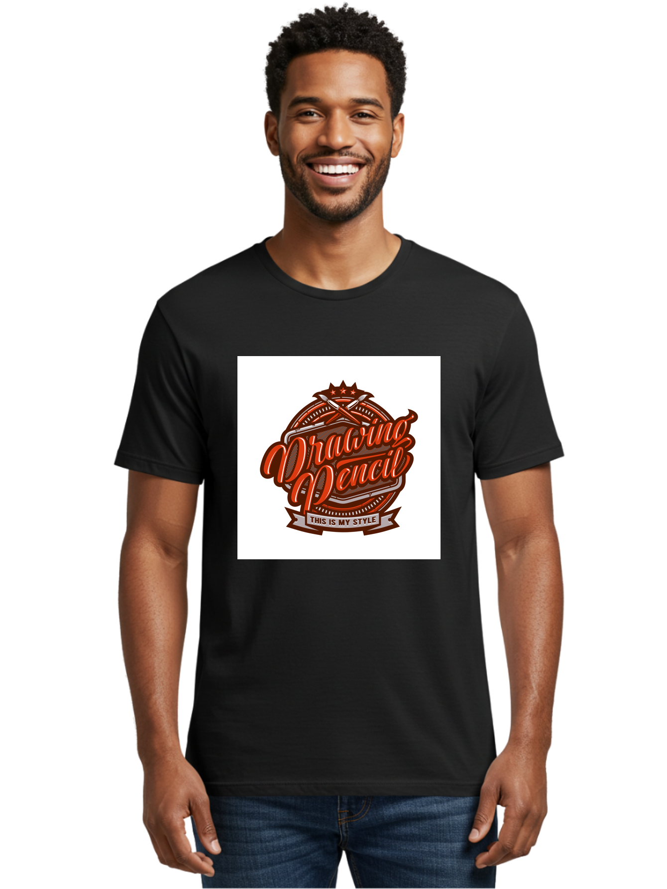 Drawing-Pencil Men'S Graphic Tee, 100% Cotton, Comfortable Casual Summer Wear, Machine Washable, Artistic Expression, Drawing Tools, Creative Style, Vintage Graphics, Artistic Pencils, Illustration Design, Sketching Supplies, Drawing Pencil, Aab466