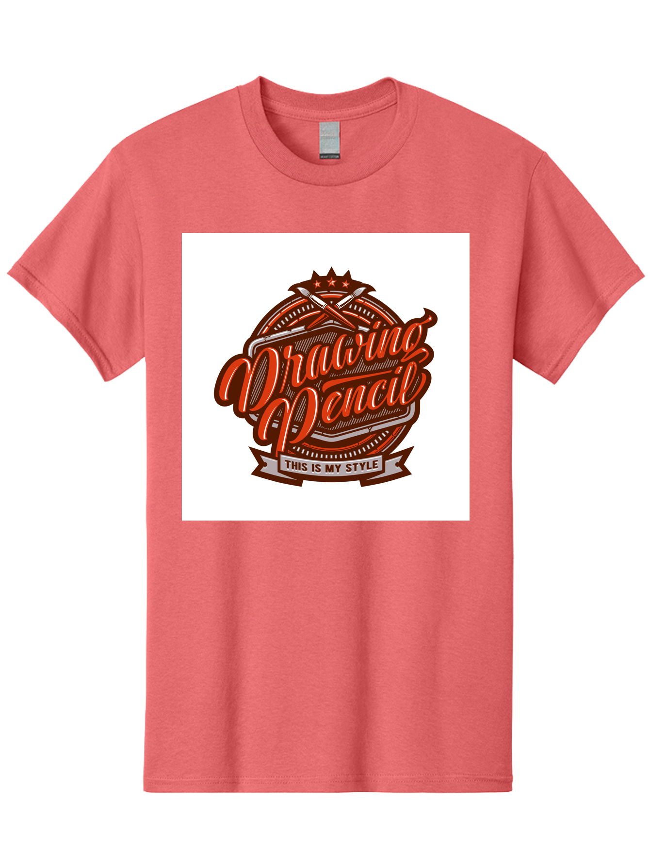 Drawing-Pencil Men'S Graphic Tee, 100% Cotton, Comfortable Casual Summer Wear, Machine Washable, Artistic Expression, Drawing Tools, Creative Style, Vintage Graphics, Artistic Pencils, Illustration Design, Sketching Supplies, Drawing Pencil, Aab466