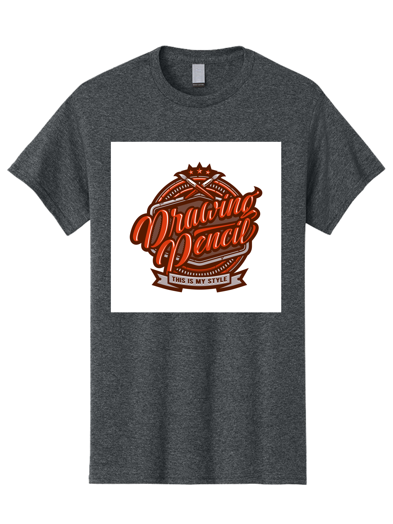 Drawing-Pencil Men'S Graphic Tee, 100% Cotton, Comfortable Casual Summer Wear, Machine Washable, Artistic Expression, Drawing Tools, Creative Style, Vintage Graphics, Artistic Pencils, Illustration Design, Sketching Supplies, Drawing Pencil, Aab466