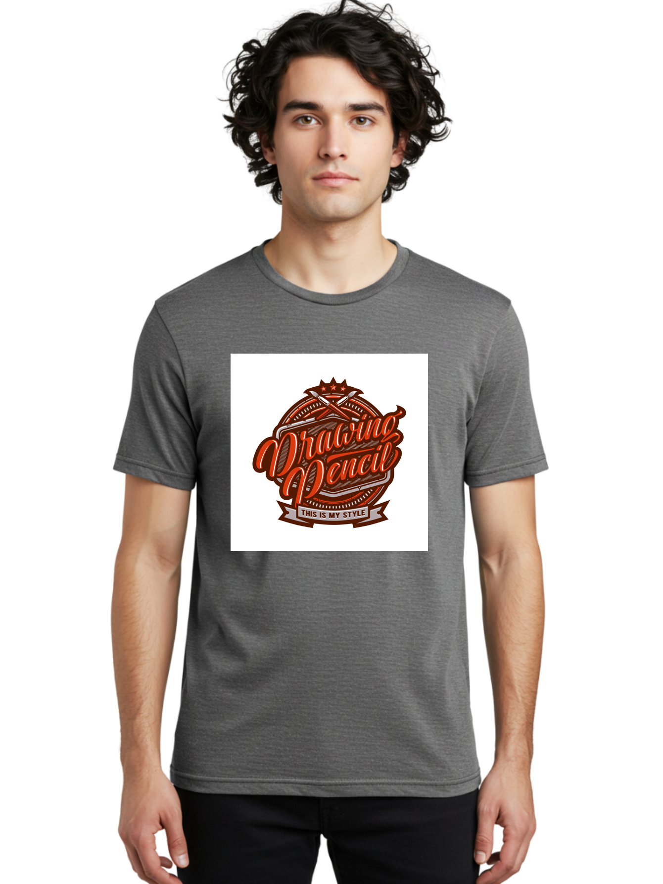 Drawing-Pencil Men'S Graphic Tee, 100% Cotton, Comfortable Casual Summer Wear, Machine Washable, Artistic Expression, Drawing Tools, Creative Style, Vintage Graphics, Artistic Pencils, Illustration Design, Sketching Supplies, Drawing Pencil, Aab466