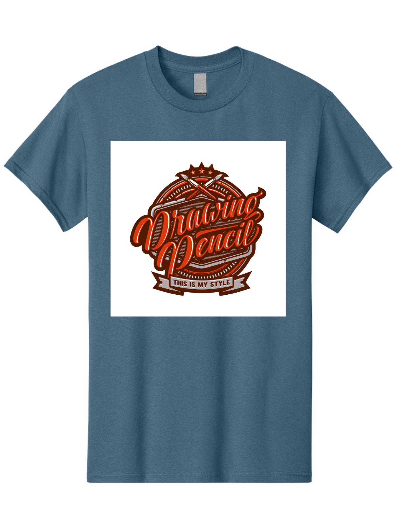 Drawing-Pencil Men'S Graphic Tee, 100% Cotton, Comfortable Casual Summer Wear, Machine Washable, Artistic Expression, Drawing Tools, Creative Style, Vintage Graphics, Artistic Pencils, Illustration Design, Sketching Supplies, Drawing Pencil, Aab466