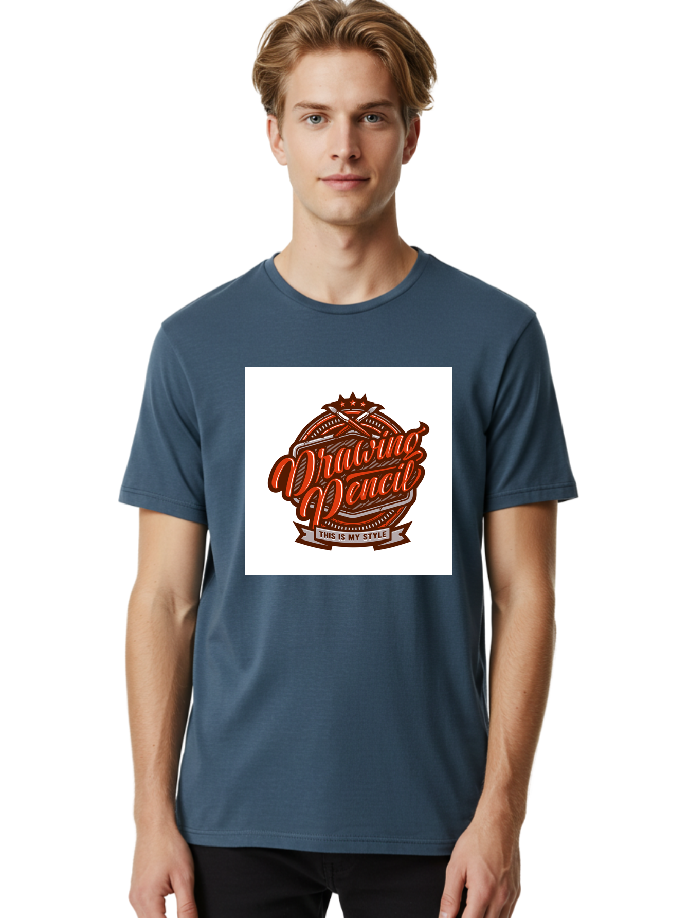 Drawing-Pencil Men'S Graphic Tee, 100% Cotton, Comfortable Casual Summer Wear, Machine Washable, Artistic Expression, Drawing Tools, Creative Style, Vintage Graphics, Artistic Pencils, Illustration Design, Sketching Supplies, Drawing Pencil, Aab466