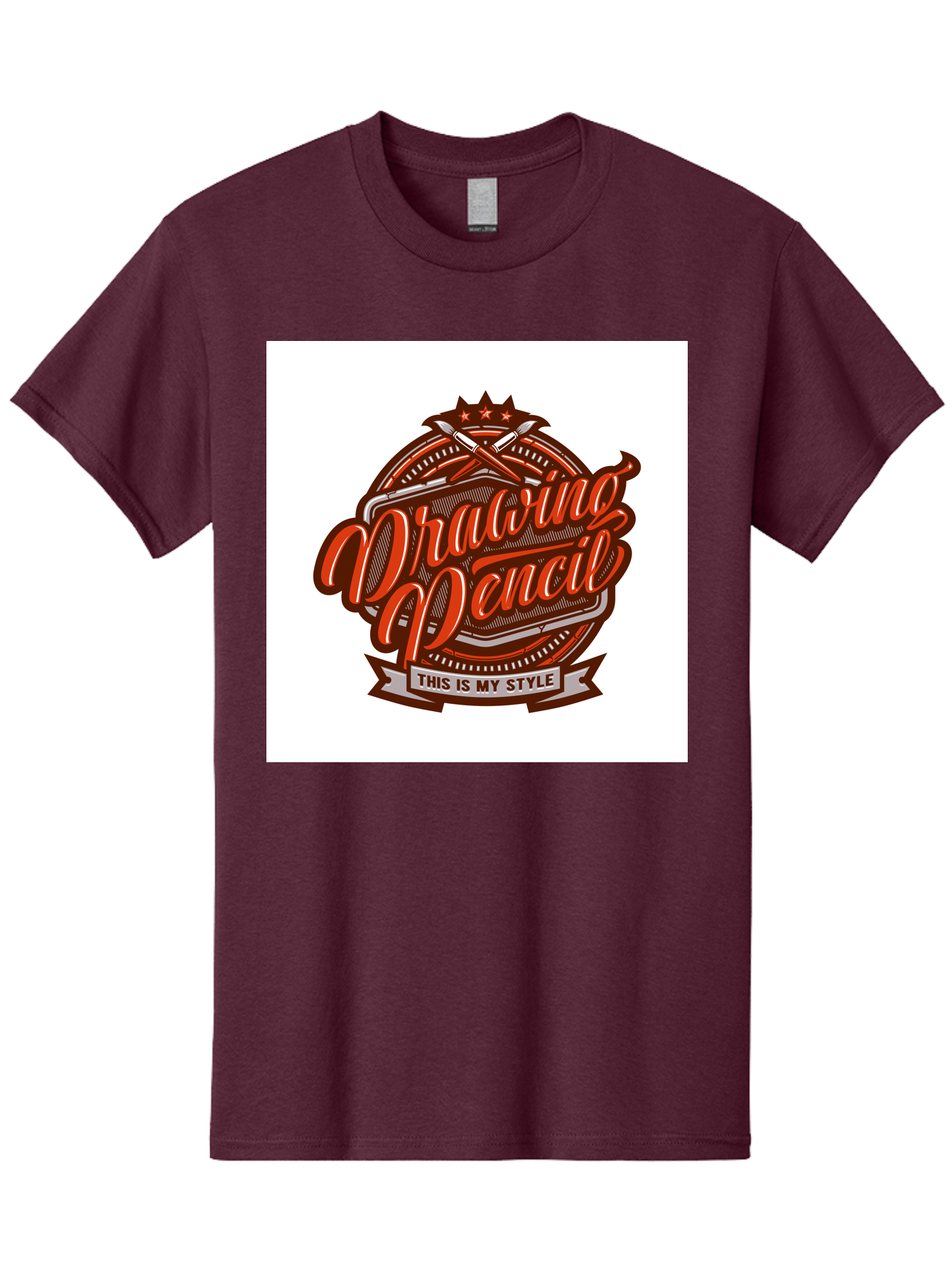 Drawing-Pencil Men'S Graphic Tee, 100% Cotton, Comfortable Casual Summer Wear, Machine Washable, Artistic Expression, Drawing Tools, Creative Style, Vintage Graphics, Artistic Pencils, Illustration Design, Sketching Supplies, Drawing Pencil, Aab466