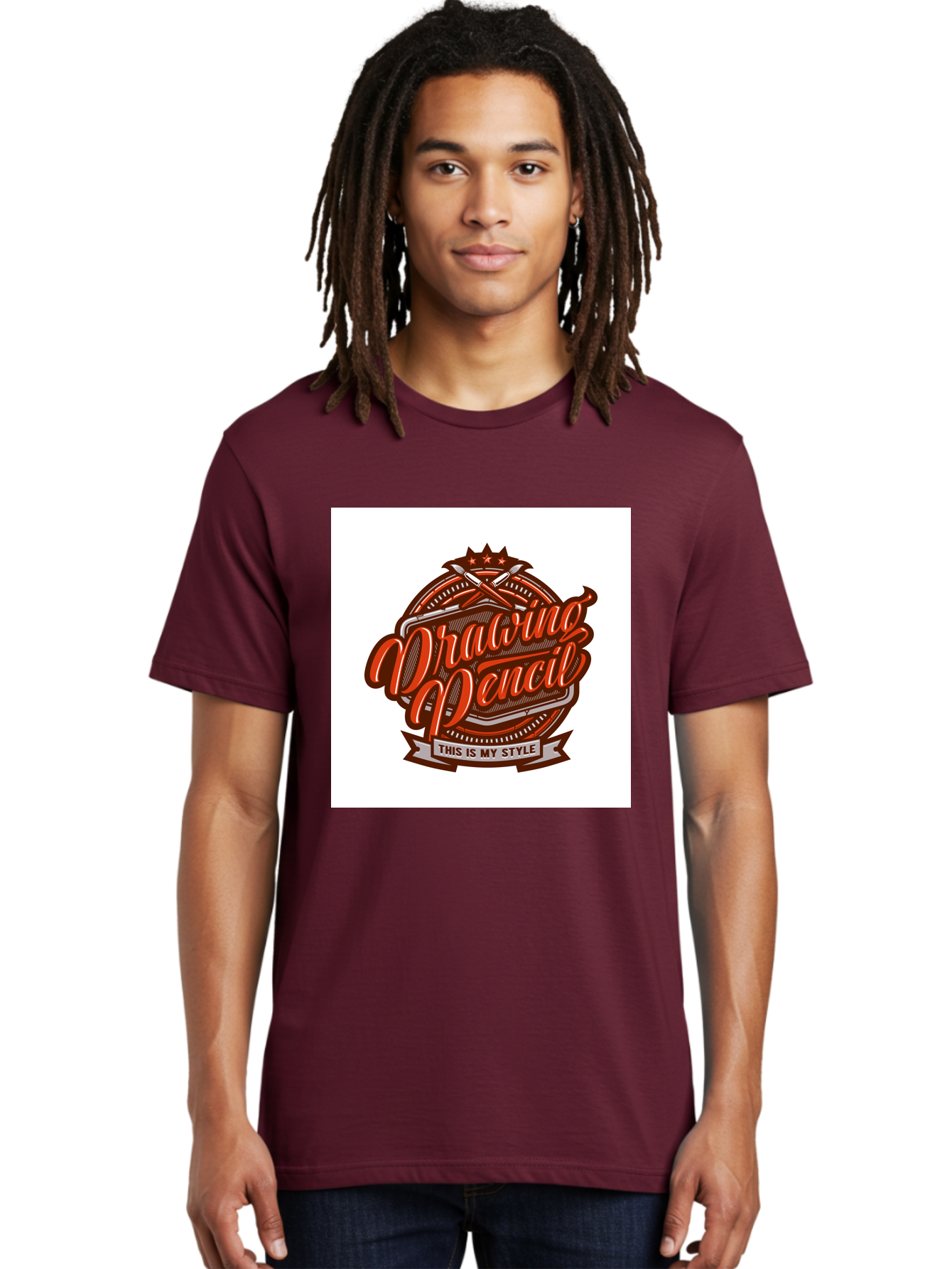 Drawing-Pencil Men'S Graphic Tee, 100% Cotton, Comfortable Casual Summer Wear, Machine Washable, Artistic Expression, Drawing Tools, Creative Style, Vintage Graphics, Artistic Pencils, Illustration Design, Sketching Supplies, Drawing Pencil, Aab466