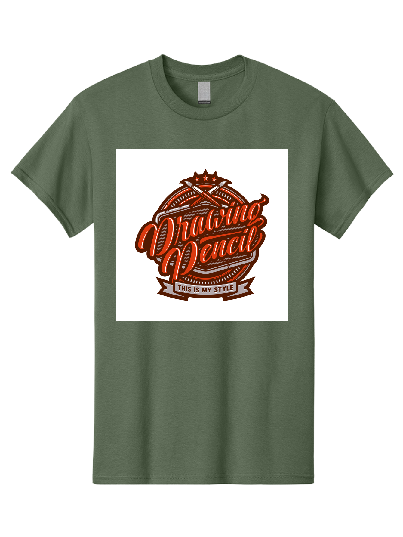 Drawing-Pencil Men'S Graphic Tee, 100% Cotton, Comfortable Casual Summer Wear, Machine Washable, Artistic Expression, Drawing Tools, Creative Style, Vintage Graphics, Artistic Pencils, Illustration Design, Sketching Supplies, Drawing Pencil, Aab466