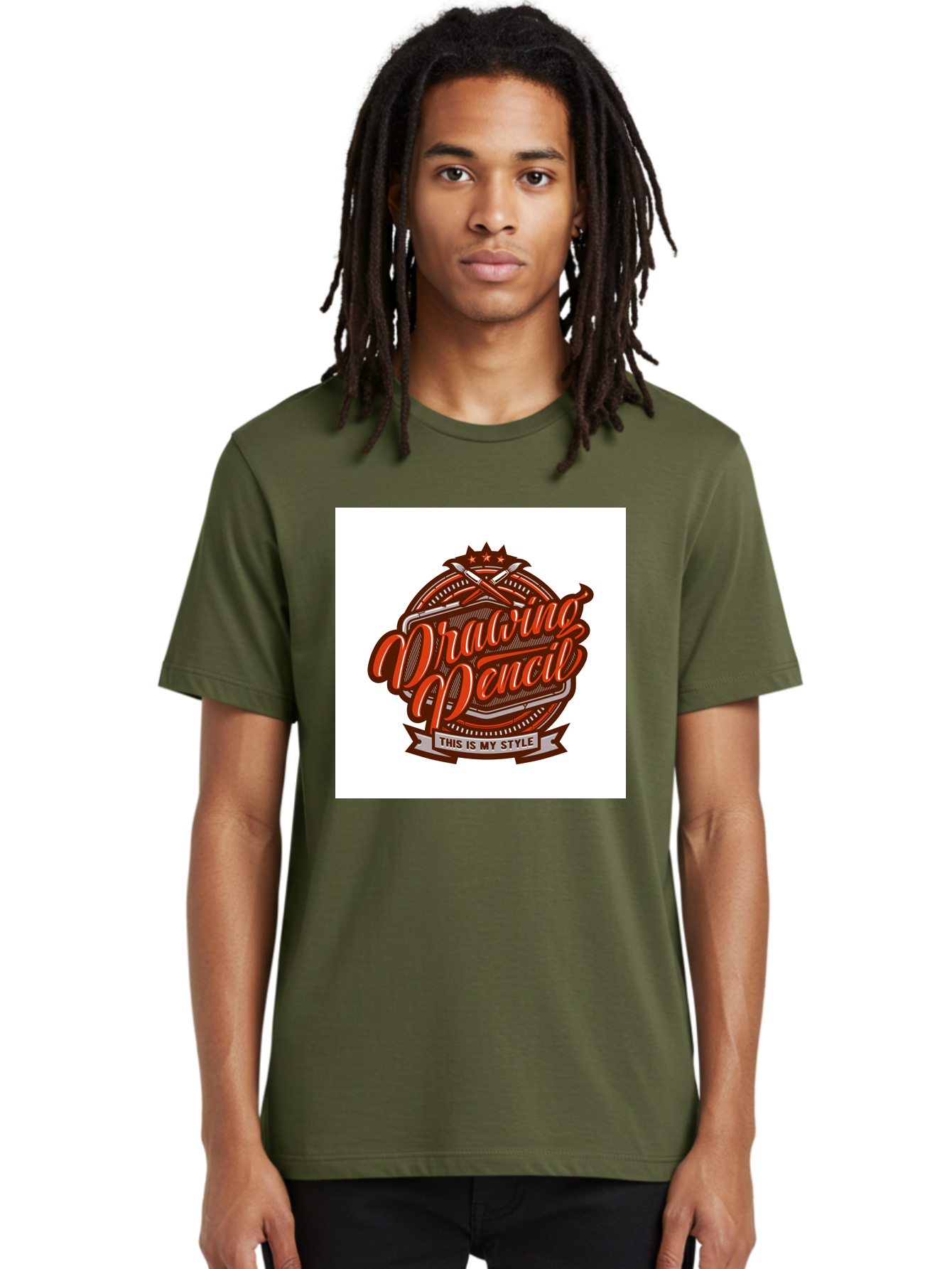 Drawing-Pencil Men'S Graphic Tee, 100% Cotton, Comfortable Casual Summer Wear, Machine Washable, Artistic Expression, Drawing Tools, Creative Style, Vintage Graphics, Artistic Pencils, Illustration Design, Sketching Supplies, Drawing Pencil, Aab466