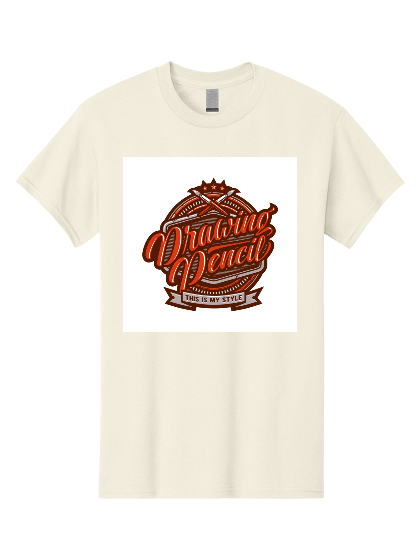 Drawing-Pencil Men'S Graphic Tee, 100% Cotton, Comfortable Casual Summer Wear, Machine Washable, Artistic Expression, Drawing Tools, Creative Style, Vintage Graphics, Artistic Pencils, Illustration Design, Sketching Supplies, Drawing Pencil, Aab466