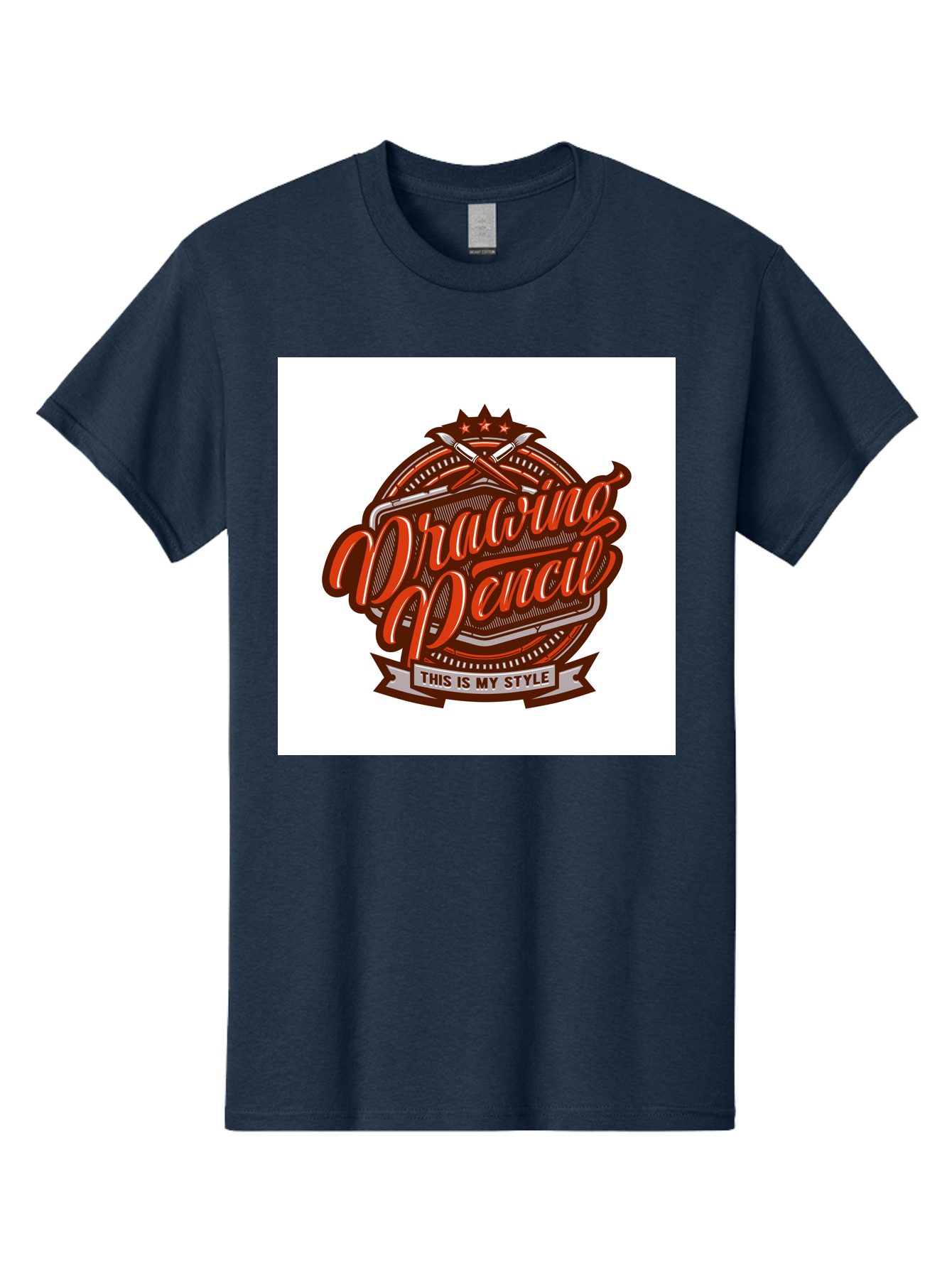 Drawing-Pencil Men'S Graphic Tee, 100% Cotton, Comfortable Casual Summer Wear, Machine Washable, Artistic Expression, Drawing Tools, Creative Style, Vintage Graphics, Artistic Pencils, Illustration Design, Sketching Supplies, Drawing Pencil, Aab466