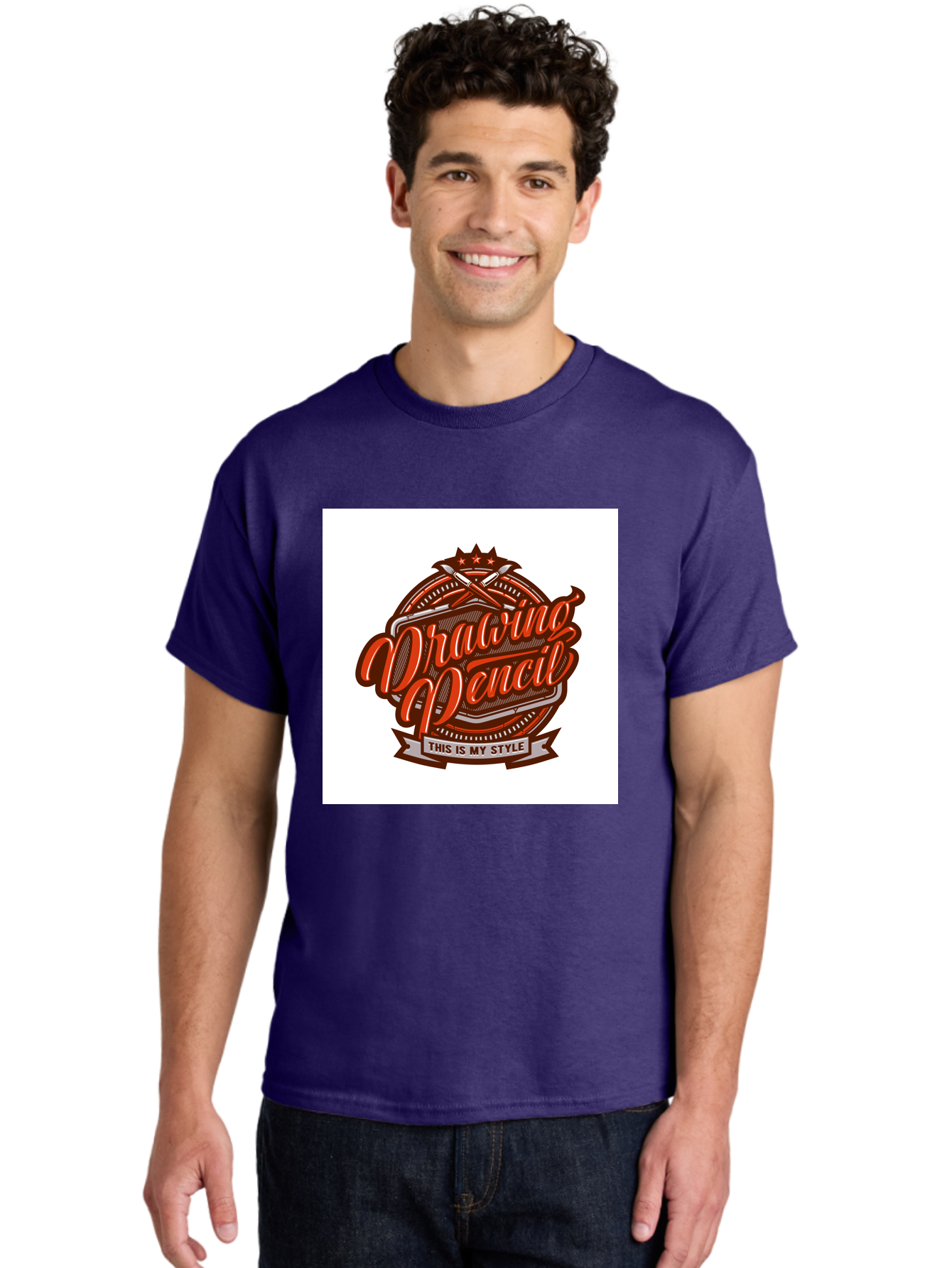 Drawing-Pencil Men'S Graphic Tee, 100% Cotton, Comfortable Casual Summer Wear, Machine Washable, Artistic Expression, Drawing Tools, Creative Style, Vintage Graphics, Artistic Pencils, Illustration Design, Sketching Supplies, Drawing Pencil, Aab466
