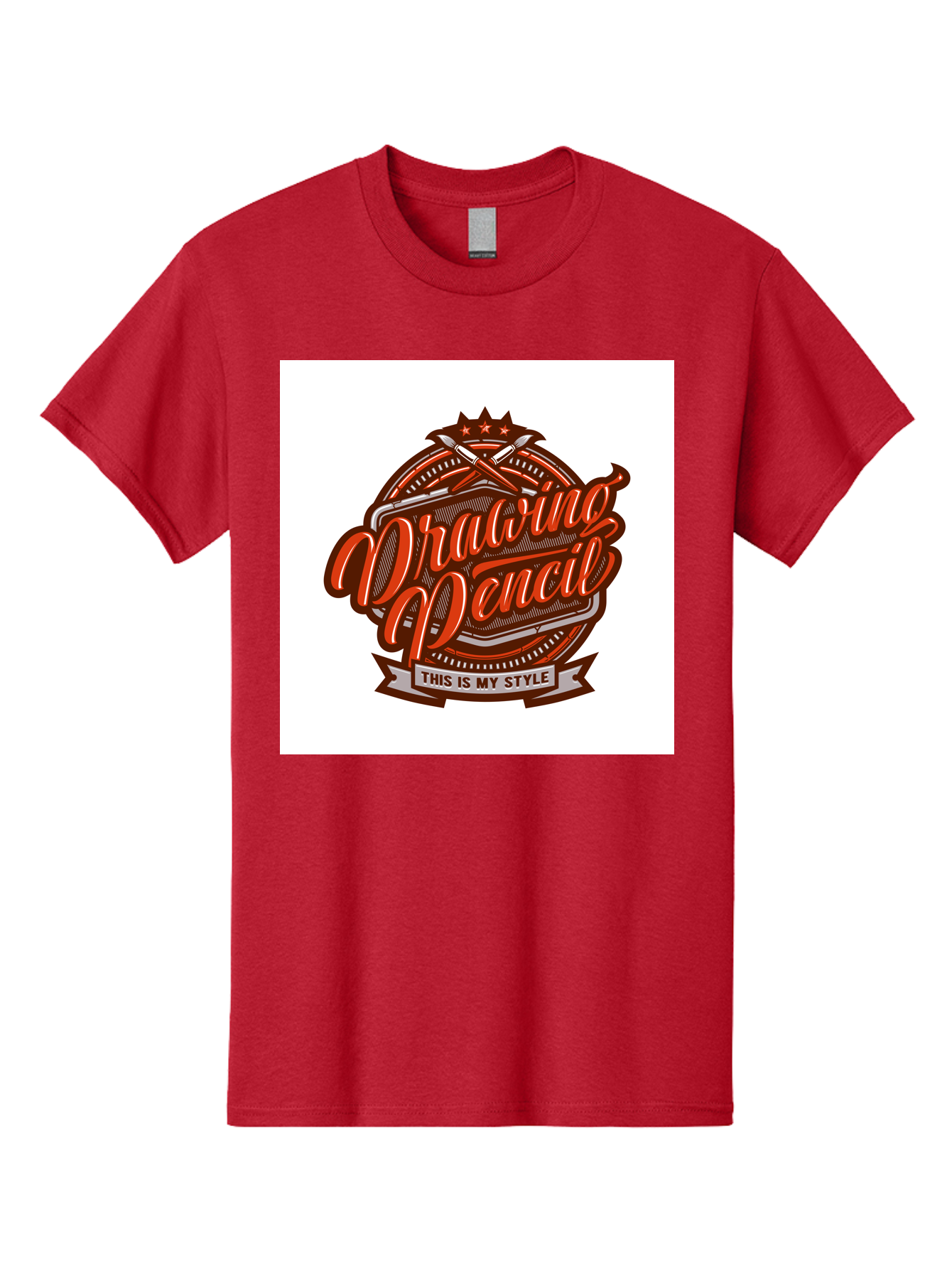 Drawing-Pencil Men'S Graphic Tee, 100% Cotton, Comfortable Casual Summer Wear, Machine Washable, Artistic Expression, Drawing Tools, Creative Style, Vintage Graphics, Artistic Pencils, Illustration Design, Sketching Supplies, Drawing Pencil, Aab466