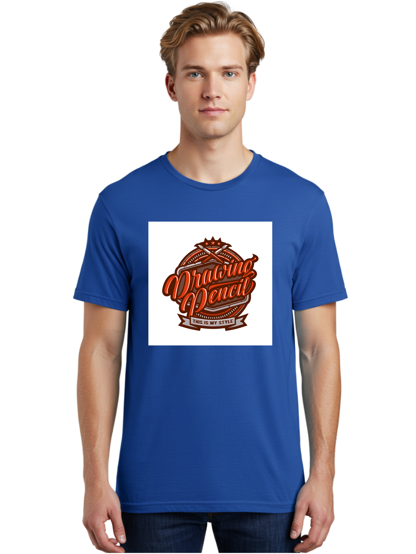 Drawing-Pencil Men'S Graphic Tee, 100% Cotton, Comfortable Casual Summer Wear, Machine Washable, Artistic Expression, Drawing Tools, Creative Style, Vintage Graphics, Artistic Pencils, Illustration Design, Sketching Supplies, Drawing Pencil, Aab466