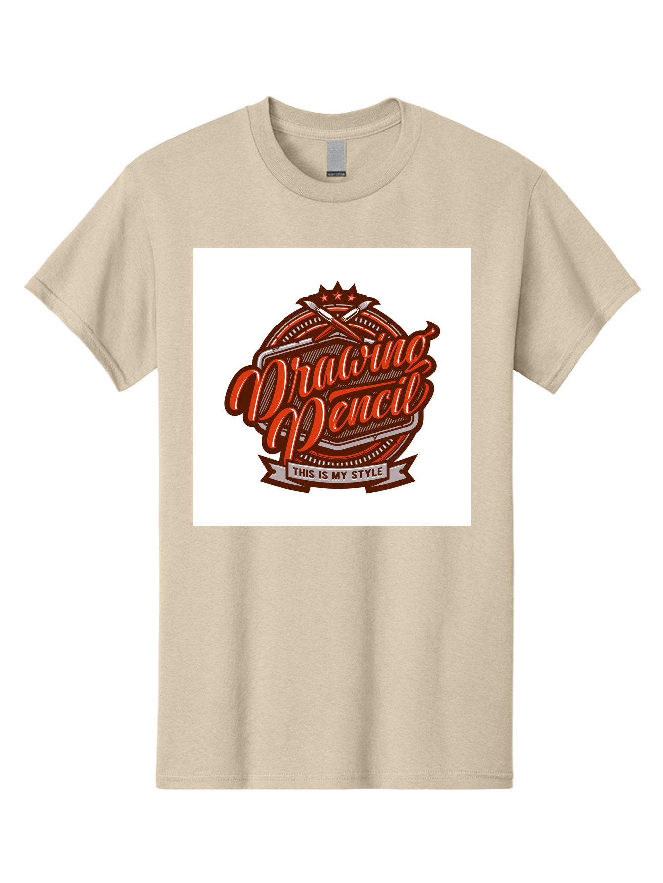 Drawing-Pencil Men'S Graphic Tee, 100% Cotton, Comfortable Casual Summer Wear, Machine Washable, Artistic Expression, Drawing Tools, Creative Style, Vintage Graphics, Artistic Pencils, Illustration Design, Sketching Supplies, Drawing Pencil, Aab466