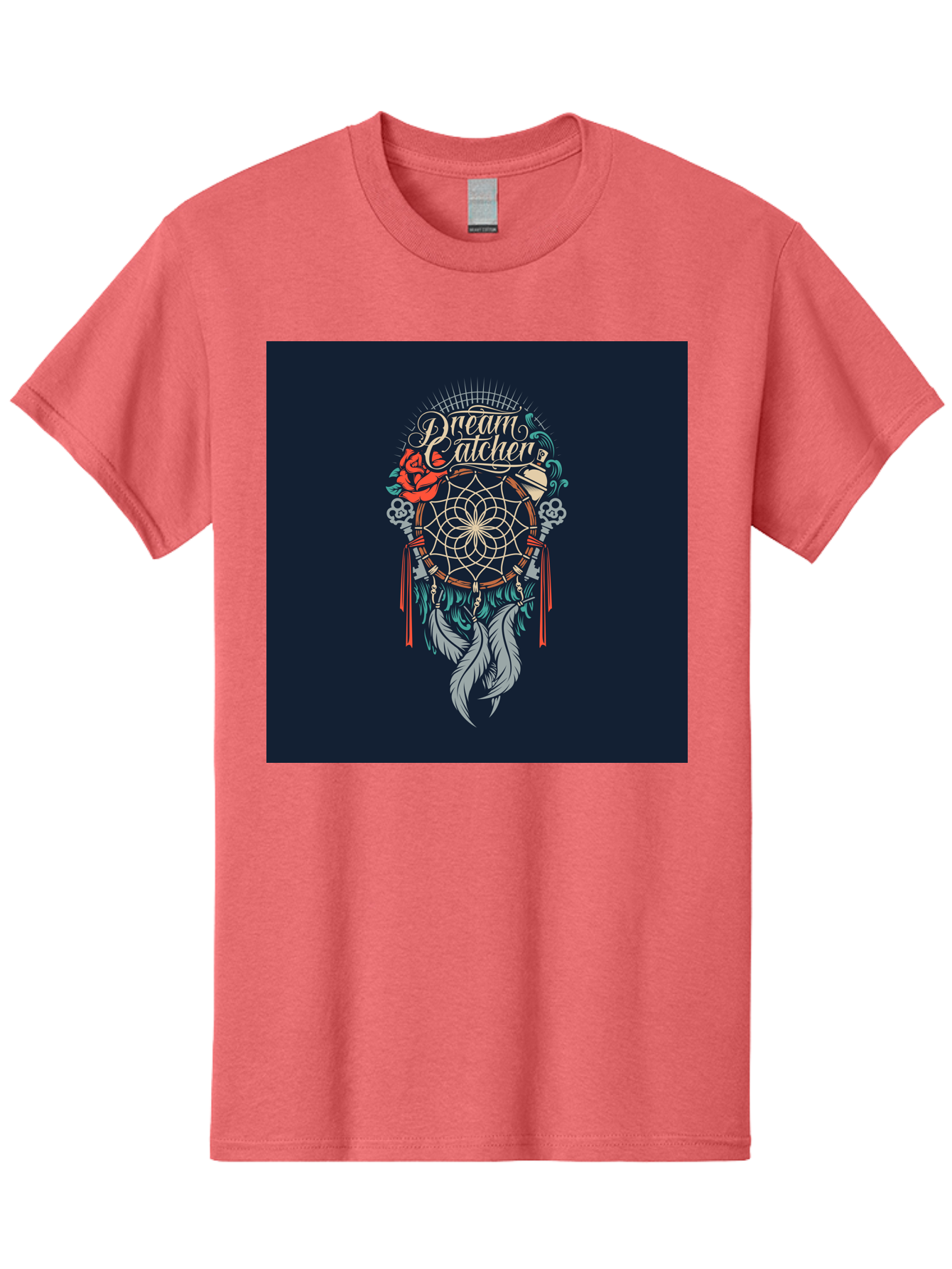 Dream-Catcher Men'S Graphic Tee, 100% Cotton, Comfortable Casual Summer Wear, Machine Washable, Dream Catcher, Bohemian Decor, Feather Design, Mystical Art, Spiritual Symbolism, Tribal Tattoo, Mystical Vibes, Dreamcatcher Art, Aab467