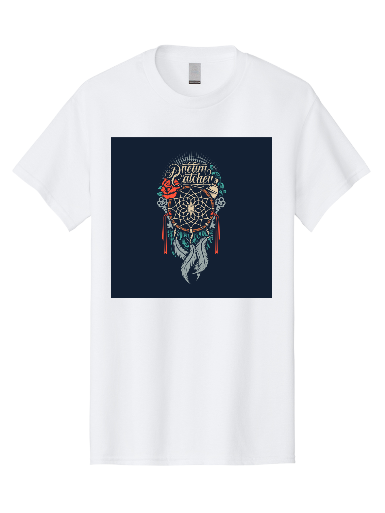 Dream-Catcher Men'S Graphic Tee, 100% Cotton, Comfortable Casual Summer Wear, Machine Washable, Dream Catcher, Bohemian Decor, Feather Design, Mystical Art, Spiritual Symbolism, Tribal Tattoo, Mystical Vibes, Dreamcatcher Art, Aab467