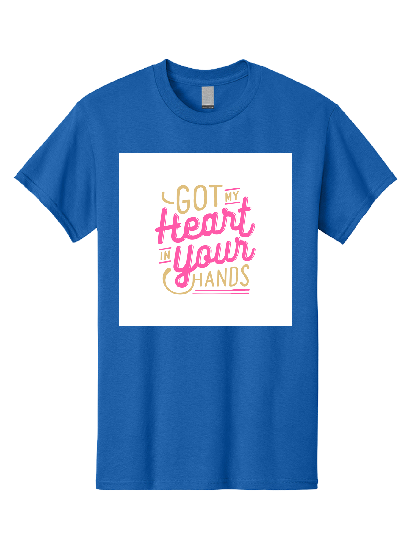 Got-My-Heart-In-Your-Hands Men'S Graphic Tee, 100% Cotton, Comfortable Casual Summer Wear, Machine Washable, Love Quote, Typography Art, Heartwarming Phrase, Gold And Pink Lettering, Inspirational Words, Romantic Gesture, Sweet Sentiment, Aab469