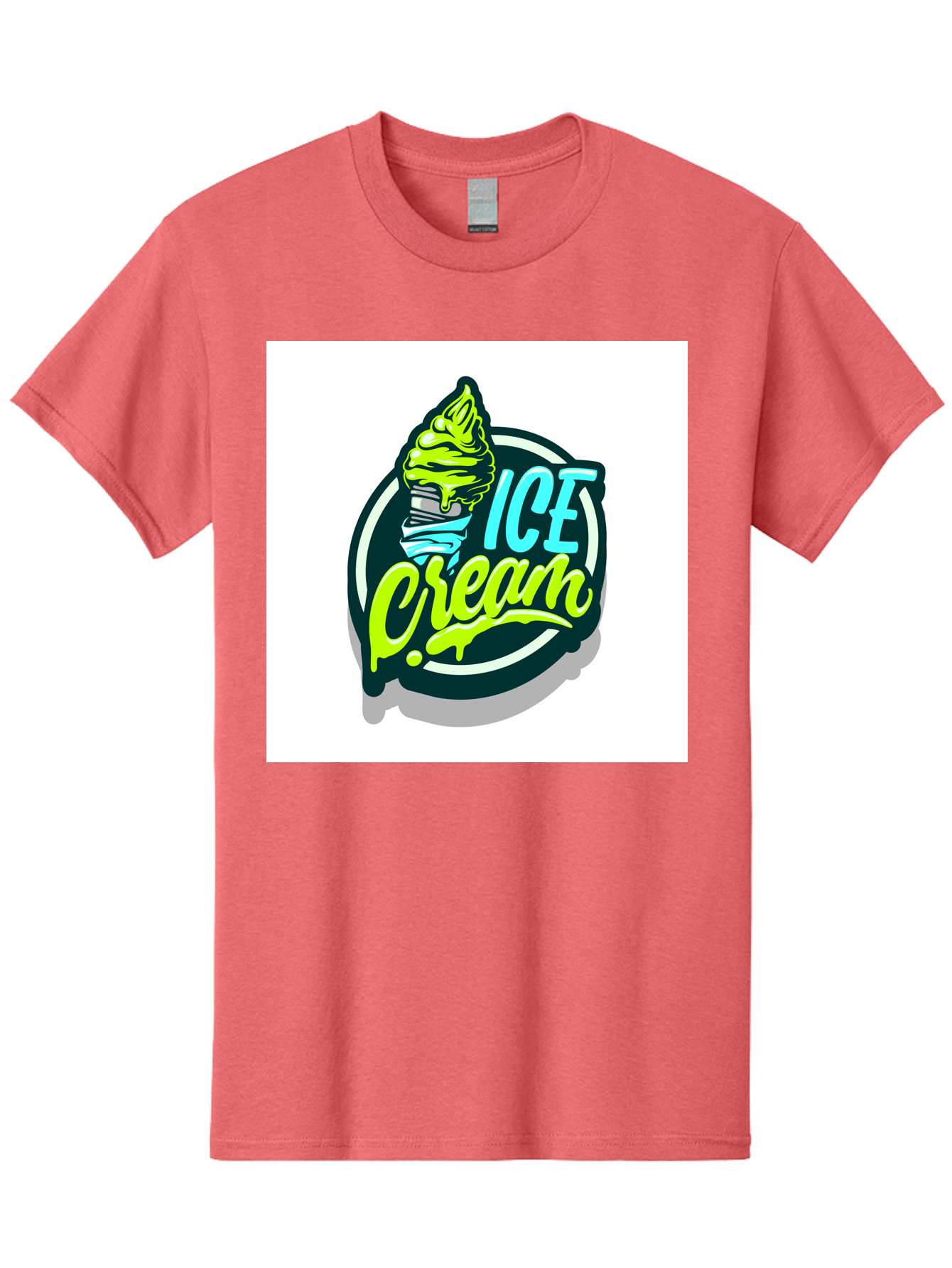 Ice-Cream Men'S Graphic Tee, 100% Cotton, Comfortable Casual Summer Wear, Machine Washable, Ice Cream Cone, Sweet Treats, Dessert Lovers, Frozen Yogurt, Creamy Texture, Colorful Graphics, Playful Design, Sweet Tooth, Indulgent Pleasures, Aab471