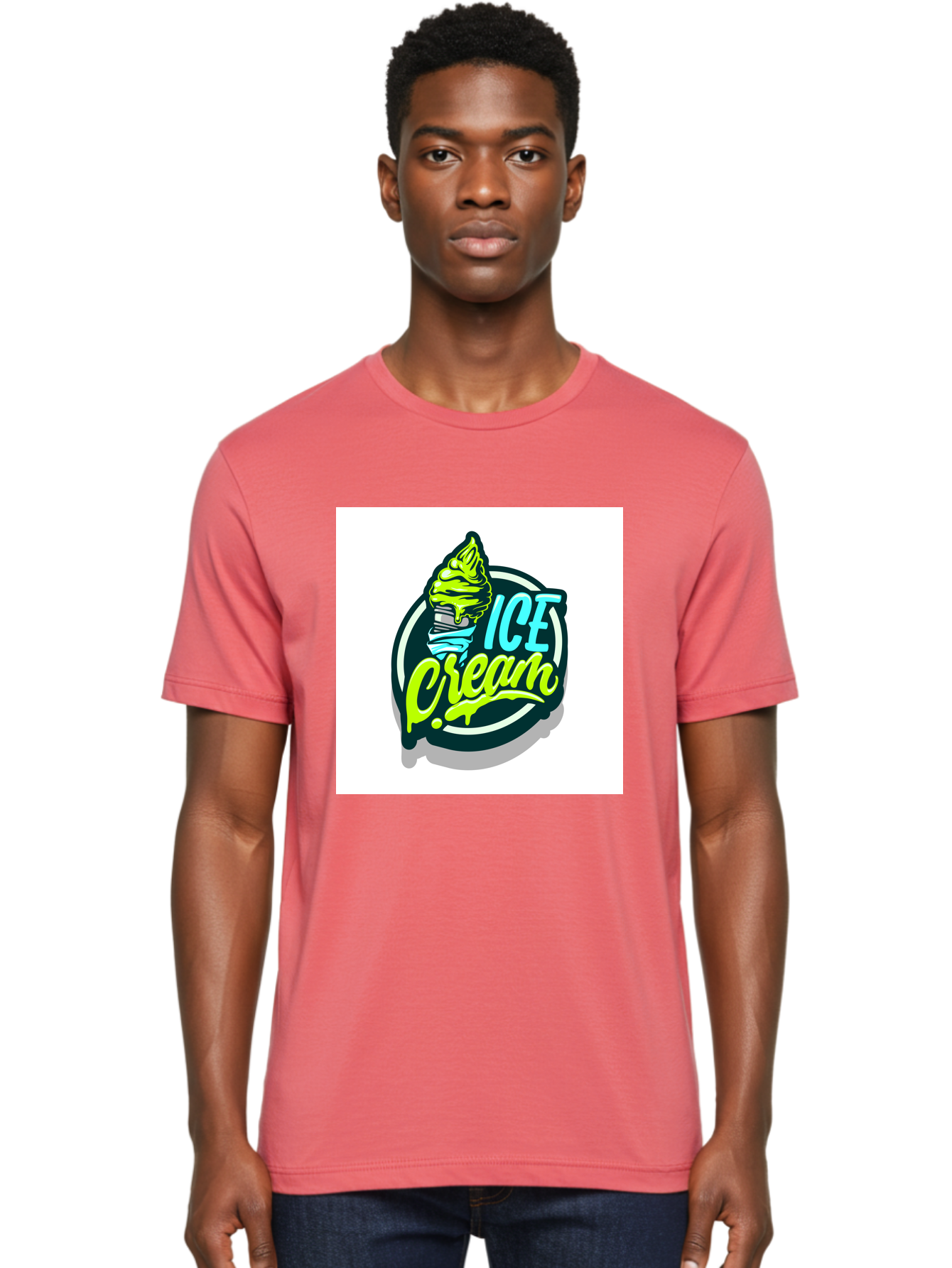Ice-Cream Men'S Graphic Tee, 100% Cotton, Comfortable Casual Summer Wear, Machine Washable, Ice Cream Cone, Sweet Treats, Dessert Lovers, Frozen Yogurt, Creamy Texture, Colorful Graphics, Playful Design, Sweet Tooth, Indulgent Pleasures, Aab471