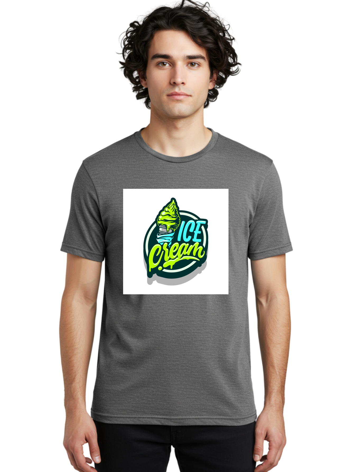 Ice-Cream Men'S Graphic Tee, 100% Cotton, Comfortable Casual Summer Wear, Machine Washable, Ice Cream Cone, Sweet Treats, Dessert Lovers, Frozen Yogurt, Creamy Texture, Colorful Graphics, Playful Design, Sweet Tooth, Indulgent Pleasures, Aab471