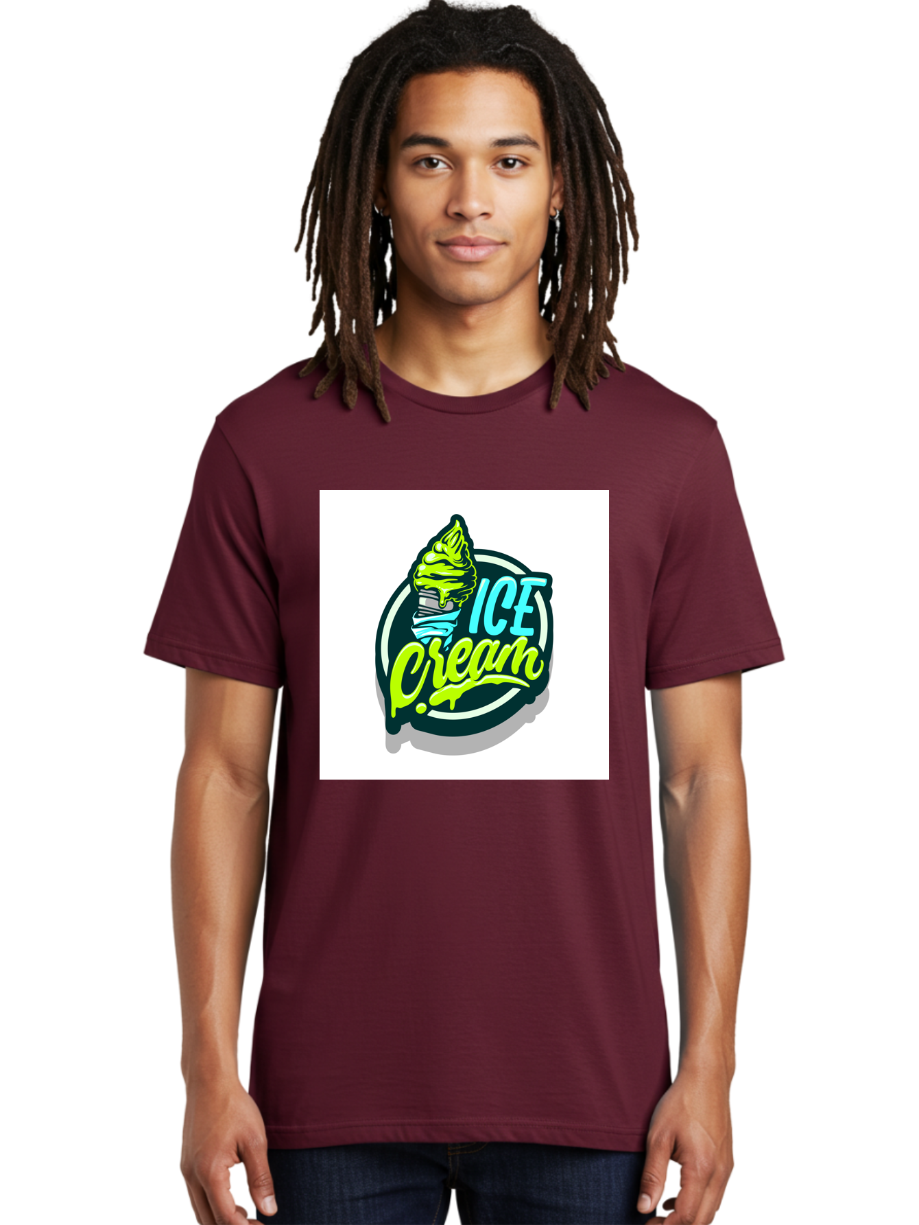 Ice-Cream Men'S Graphic Tee, 100% Cotton, Comfortable Casual Summer Wear, Machine Washable, Ice Cream Cone, Sweet Treats, Dessert Lovers, Frozen Yogurt, Creamy Texture, Colorful Graphics, Playful Design, Sweet Tooth, Indulgent Pleasures, Aab471