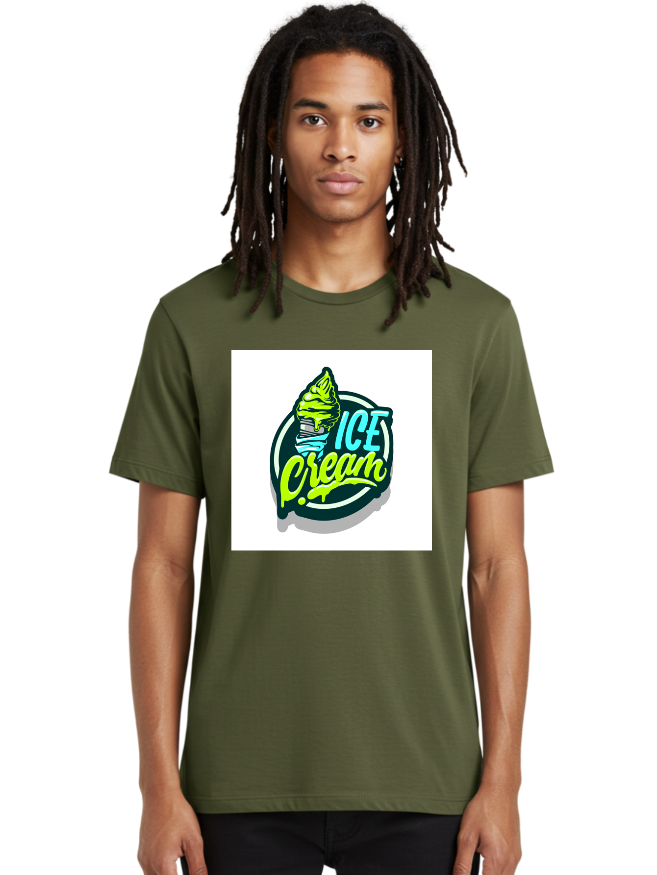 Ice-Cream Men'S Graphic Tee, 100% Cotton, Comfortable Casual Summer Wear, Machine Washable, Ice Cream Cone, Sweet Treats, Dessert Lovers, Frozen Yogurt, Creamy Texture, Colorful Graphics, Playful Design, Sweet Tooth, Indulgent Pleasures, Aab471