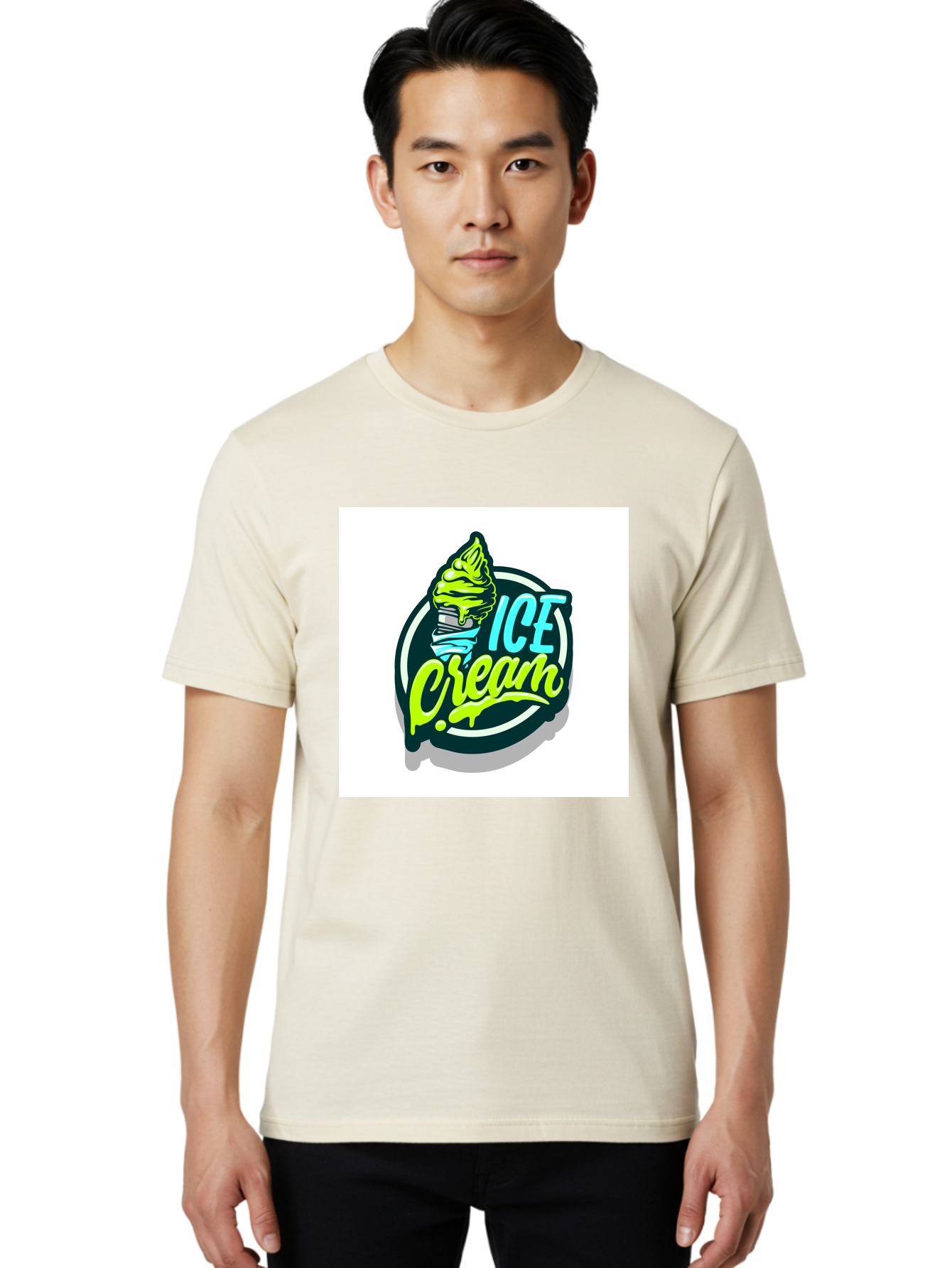 Ice-Cream Men'S Graphic Tee, 100% Cotton, Comfortable Casual Summer Wear, Machine Washable, Ice Cream Cone, Sweet Treats, Dessert Lovers, Frozen Yogurt, Creamy Texture, Colorful Graphics, Playful Design, Sweet Tooth, Indulgent Pleasures, Aab471