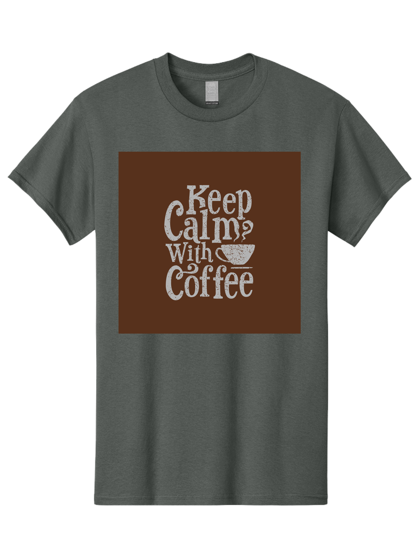 Keep-Calm-With-Coffee Men'S Graphic Tee, 100% Cotton, Comfortable Casual Summer Wear, Machine Washable, Coffee Quote, Coffee Inspiration, Calm Vibes, Coffee Lover, Morning Motivation, Coffee Break, Coffee Culture Aab472