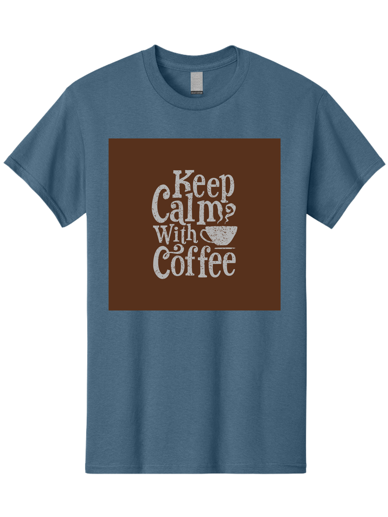 Keep-Calm-With-Coffee Men'S Graphic Tee, 100% Cotton, Comfortable Casual Summer Wear, Machine Washable, Coffee Quote, Coffee Inspiration, Calm Vibes, Coffee Lover, Morning Motivation, Coffee Break, Coffee Culture Aab472