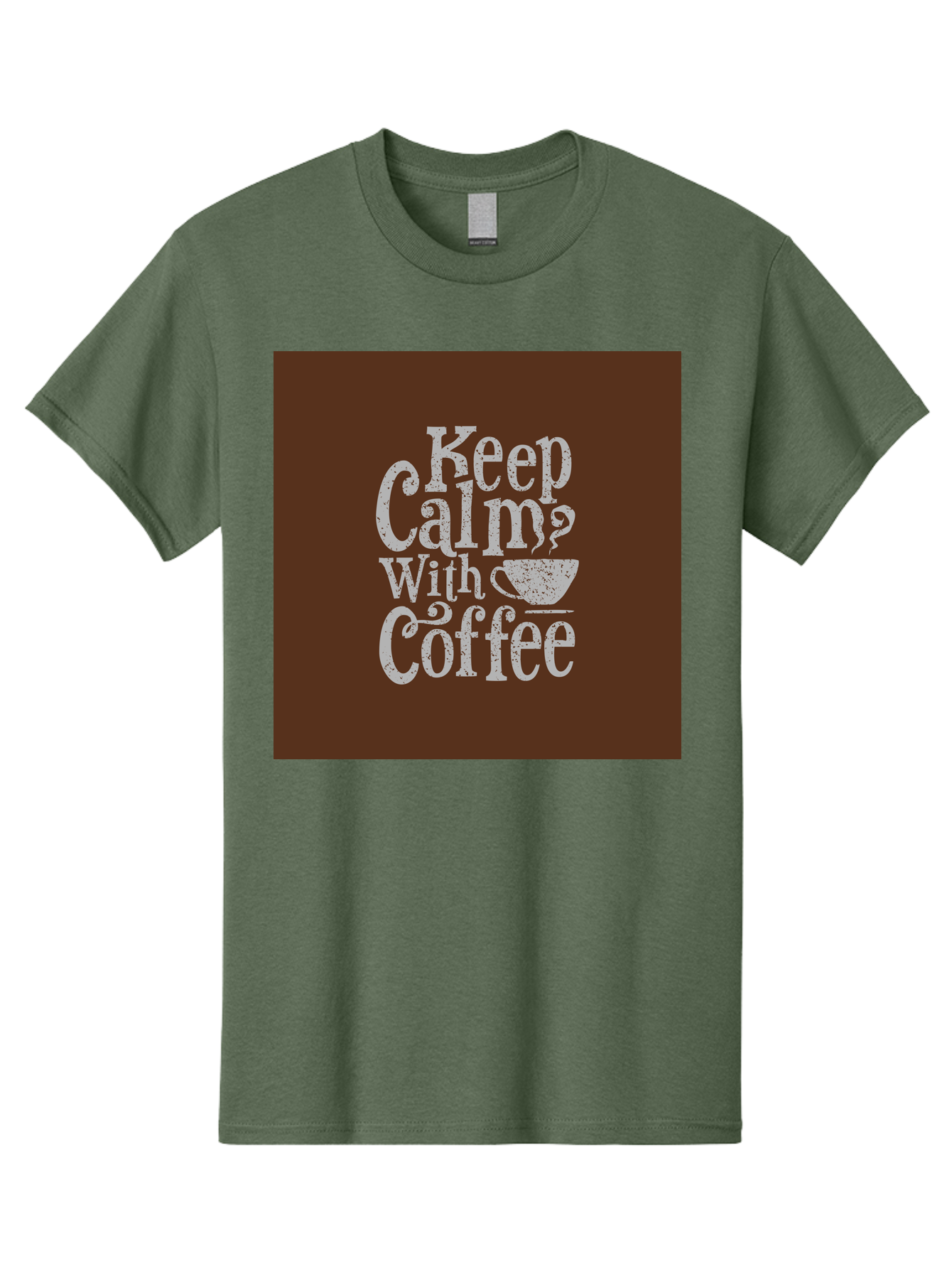 Keep-Calm-With-Coffee Men'S Graphic Tee, 100% Cotton, Comfortable Casual Summer Wear, Machine Washable, Coffee Quote, Coffee Inspiration, Calm Vibes, Coffee Lover, Morning Motivation, Coffee Break, Coffee Culture Aab472