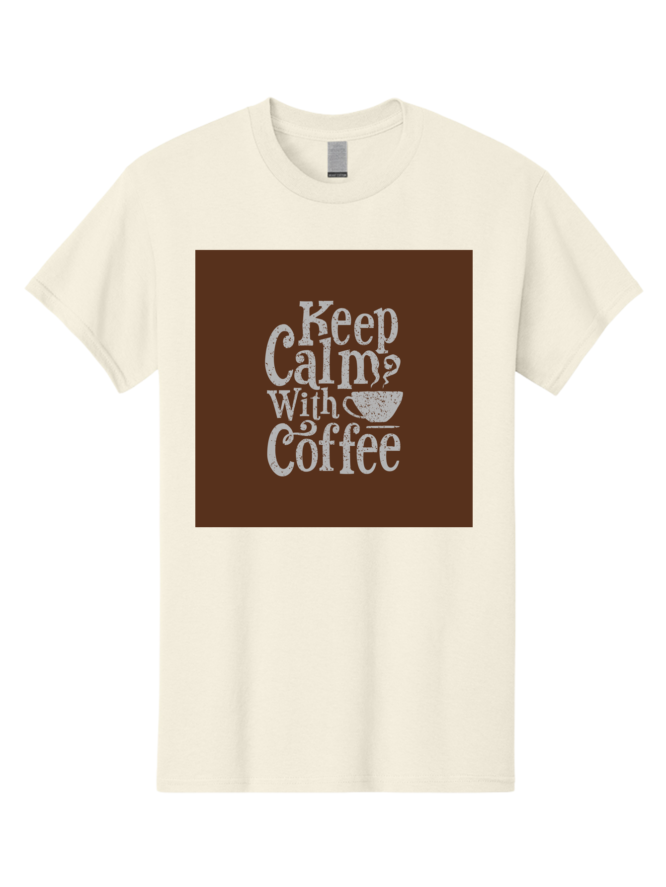 Keep-Calm-With-Coffee Men'S Graphic Tee, 100% Cotton, Comfortable Casual Summer Wear, Machine Washable, Coffee Quote, Coffee Inspiration, Calm Vibes, Coffee Lover, Morning Motivation, Coffee Break, Coffee Culture Aab472