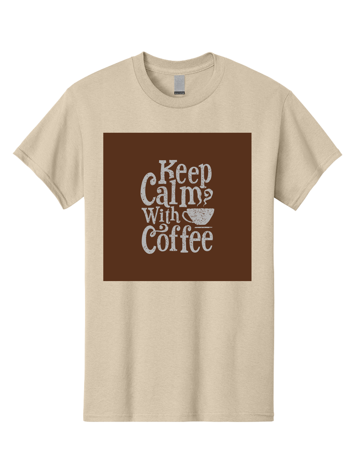 Keep-Calm-With-Coffee Men'S Graphic Tee, 100% Cotton, Comfortable Casual Summer Wear, Machine Washable, Coffee Quote, Coffee Inspiration, Calm Vibes, Coffee Lover, Morning Motivation, Coffee Break, Coffee Culture Aab472