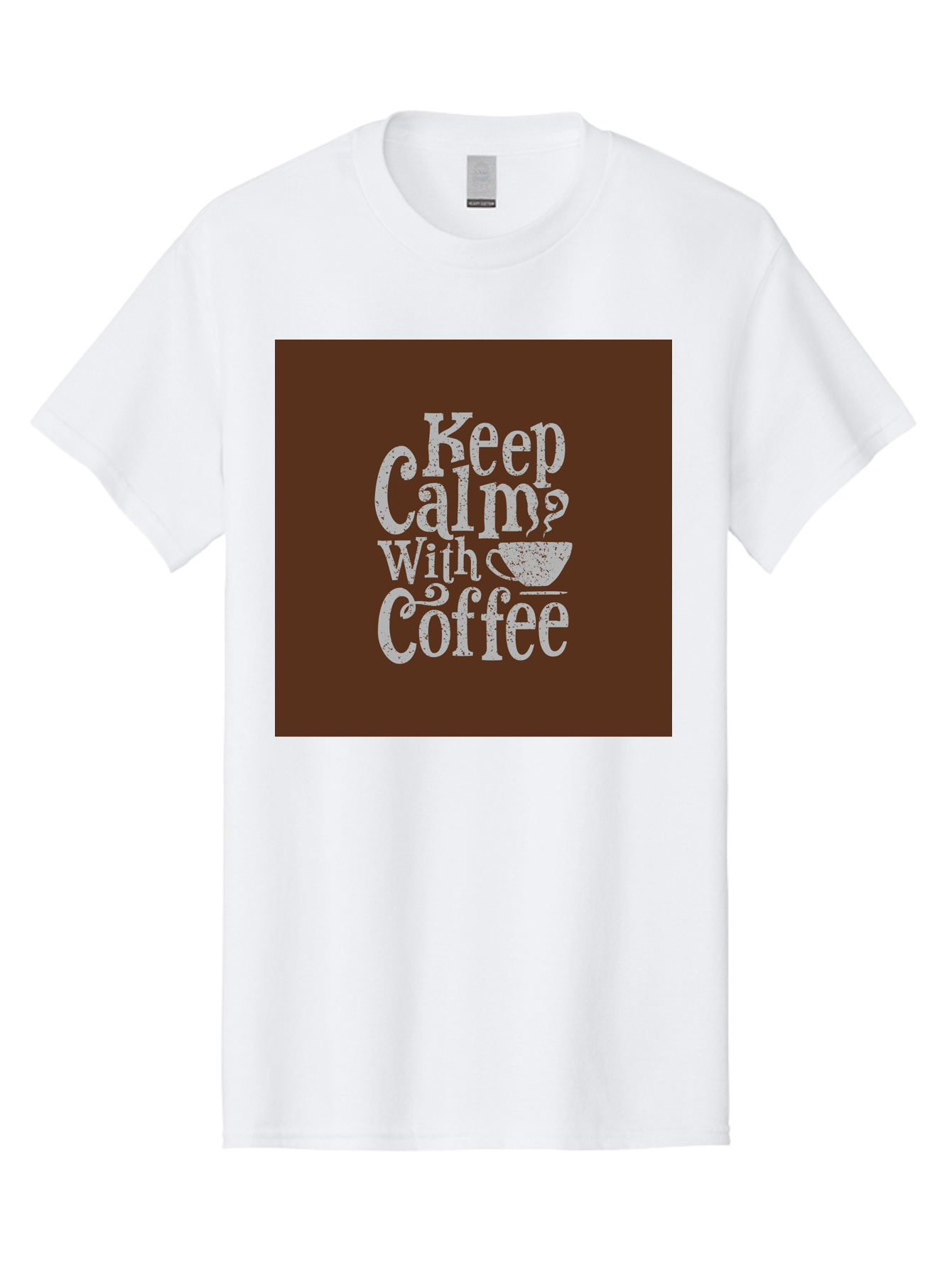 Keep-Calm-With-Coffee Men'S Graphic Tee, 100% Cotton, Comfortable Casual Summer Wear, Machine Washable, Coffee Quote, Coffee Inspiration, Calm Vibes, Coffee Lover, Morning Motivation, Coffee Break, Coffee Culture Aab472