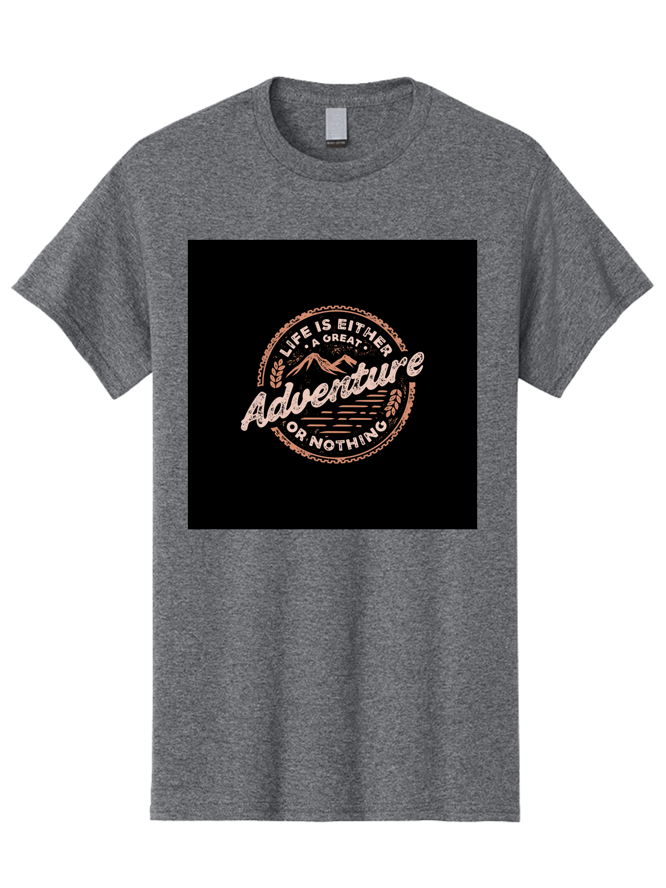 Life-Is-Either-Adventure-Or-Nothing Men'S Graphic Tee, 100% Cotton, Comfortable Casual Summer Wear, Machine Washable, Motivational Quote, Adventure Seeking, Inspiring Words, Travel Inspiration, Outdoor Enthusiasm, Wanderlust, Exploration, Aab473